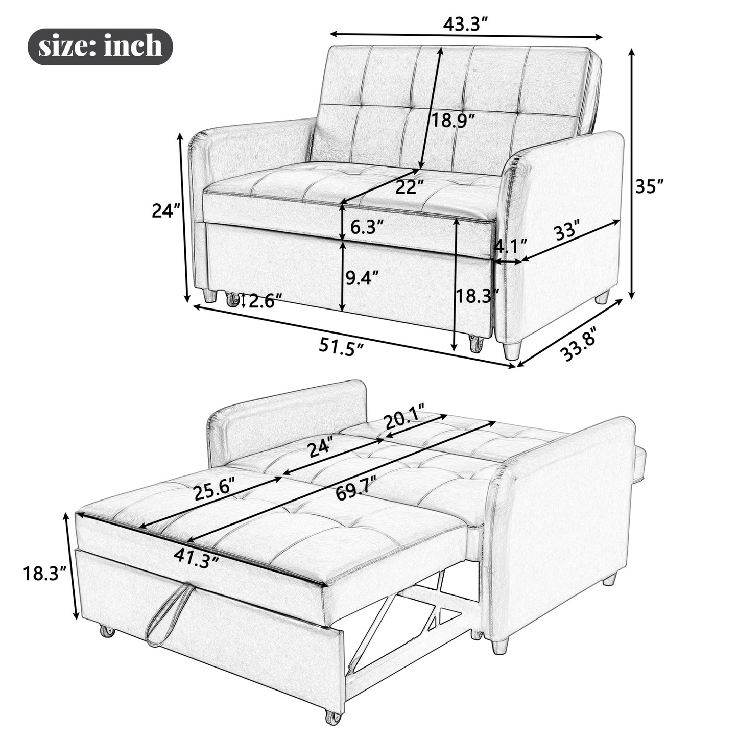 Sofa & Chair sets | Convertible Sleeper Bed, Adjustable Oversized Armchair with Dual USB Ports for Small Space | casafoyer.myshopify.com