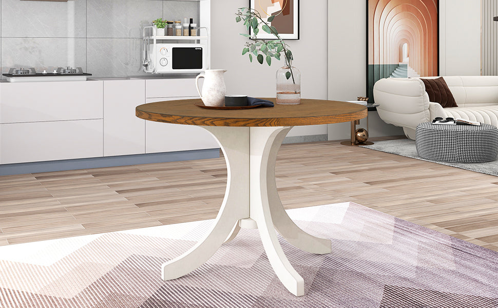 Dining Table | Mid-Century Solid Wood Round Dining Table for Small Places, Walnut Table | casafoyer.myshopify.com
