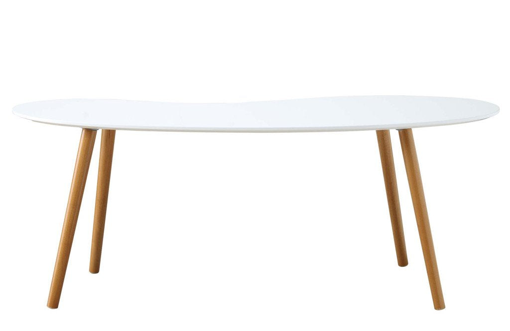 TABLE | Ergode Oslo Bean Shaped Coffee Table | Sleek Glossy Finish | Mid-Century Modern Legs | Ample Surface Area | Sturdy MDF Construction | casafoyer.myshopify.com