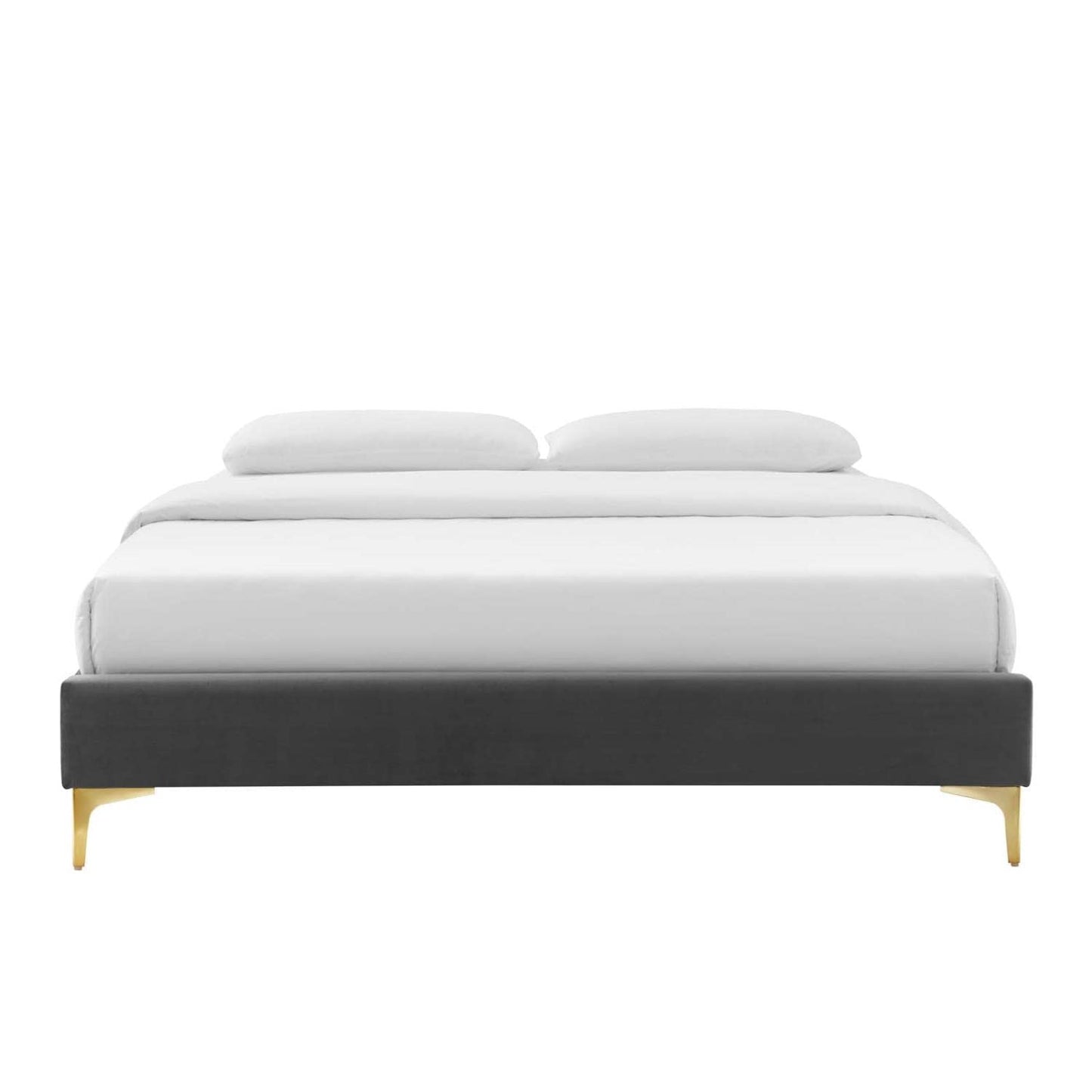 bed frames | CasaFoyer Sutton Performance Velvet Full Bed Frame | Stain-Resistant | No Box Spring Needed | Gold Metal Legs | 800 lbs Weight Capacity | casafoyer.myshopify.com