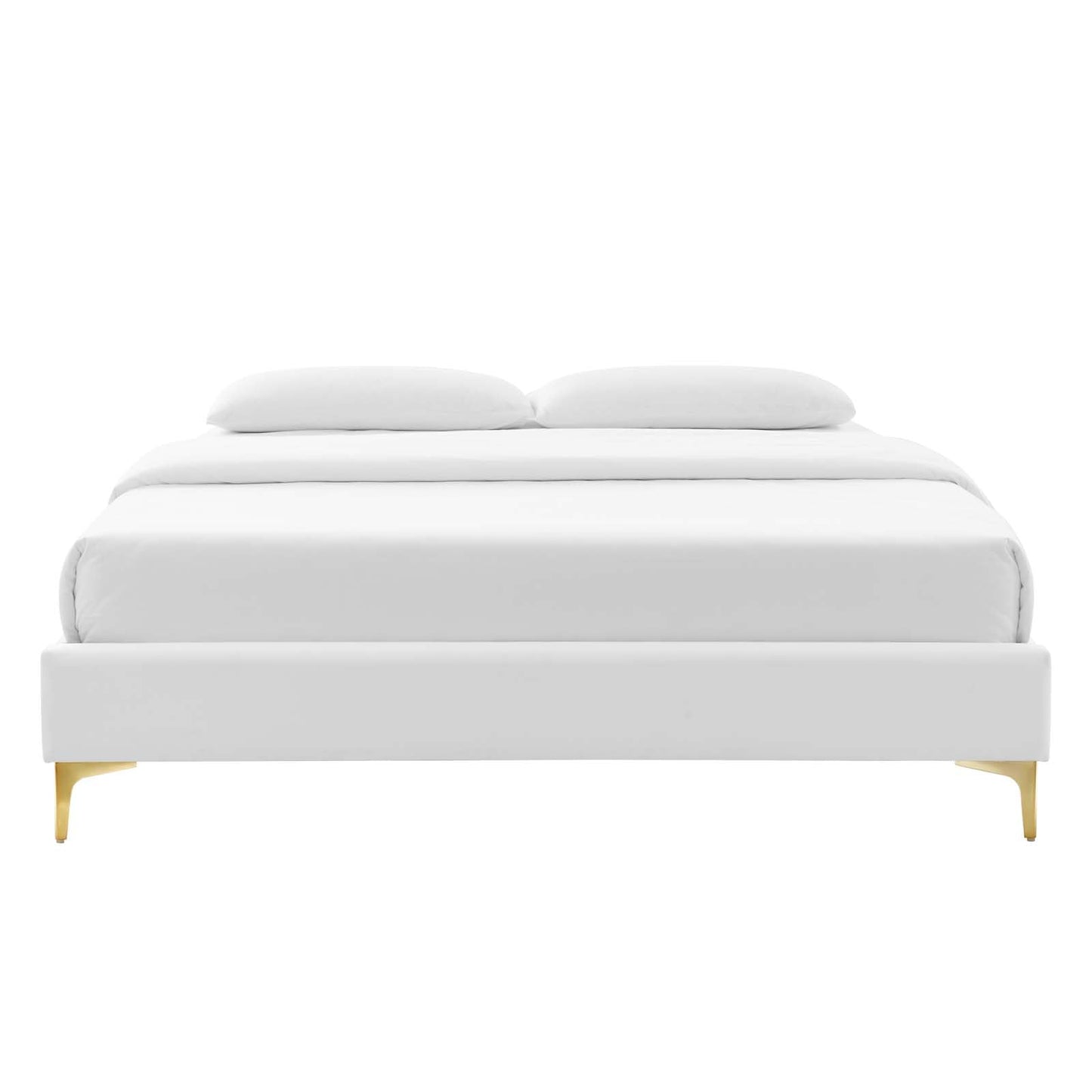bed frames | CasaFoyer Sutton Performance Velvet Twin Bed Frame | Stain-Resistant | Durable | No Box Spring Needed | Gold Metal Legs | Easy Assembly | White | casafoyer.myshopify.com