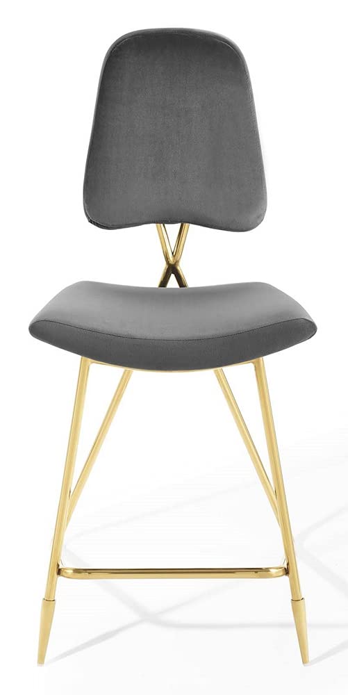 barstools | CasaFoyer Ponder Upholstered Performance Velvet Dining Room Counter Stool | Comfortable | Durable | Elegant | Gray | Supports up to 330 lbs | casafoyer.myshopify.com