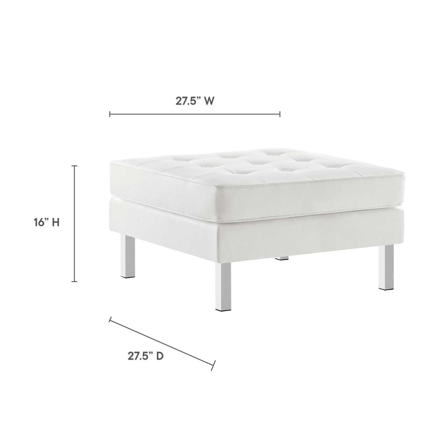 home office desk chairs | CasaFoyer Loft Tufted Button Faux Leather Ottoman | Luxurious Upholstery | Sleek Design | Stainless Steel Frame | Non-Marking Foot Caps | Supports up to 300 lbs | casafoyer.myshopify.com