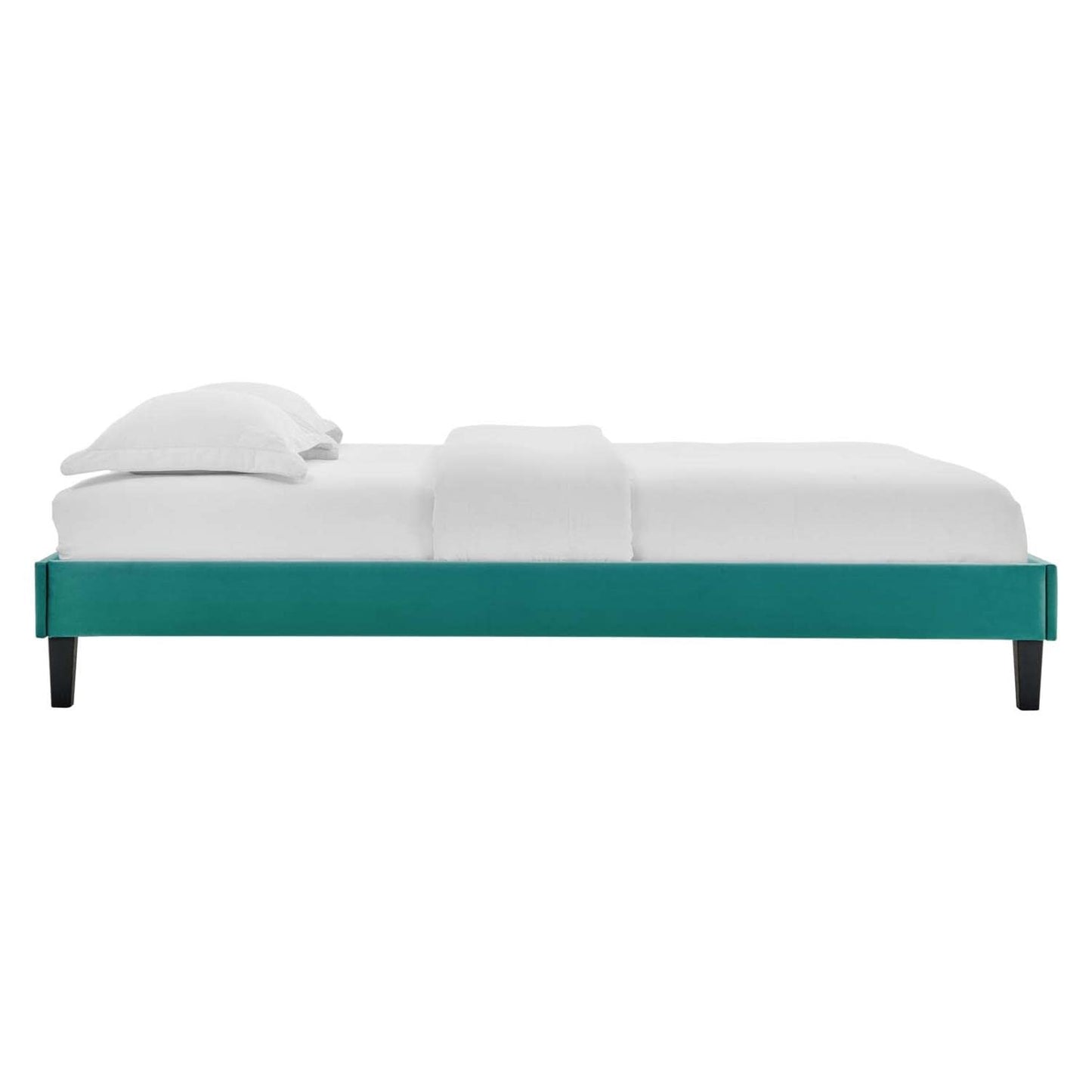 adjustable bed bases | CasaFoyer Reign King Performance Velvet Platform Bed Frame | Upgrade Bedroom Decor with Elegant, Stain-Resistant Velvet | Sturdy Design for Memory Foam, Latex, Innerspring Mattresses | No Box Spring Needed | Easy Assembly | Teal | casafoyer.myshopify.com