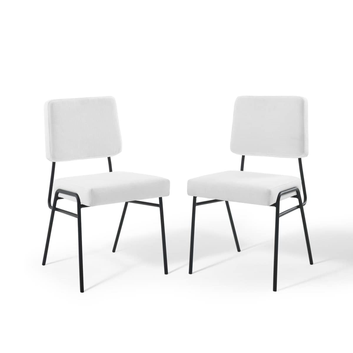 home office desk chairs | CasaFoyer Craft Fabric Upholstered Dining Side Chair | Mid-Century Modern Style | Retro Glamour | Soft & Durable Polyester Upholstery | Luxurious Seating | Matte Black Stainless Steel Frame | Set of 2 | casafoyer.myshopify.com