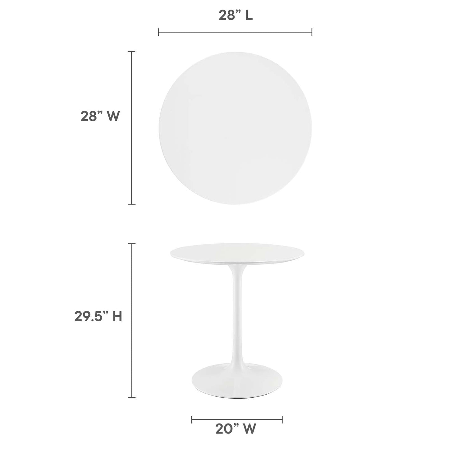 Dining Table | Lippa 28 Round Dining Table | Iconic Modern Design | White Top | Metal Base | Chip-Resistant Finish | casafoyer.myshopify.com