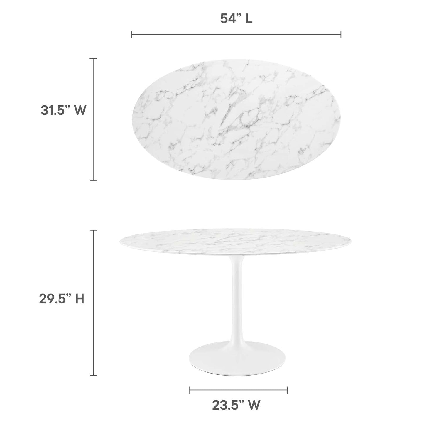 Dining Table | Lippa 54 Oval Artificial Marble Dining Table | Timeless Modern Design | Scratch Resistant Finish | Tapered Metal Base | casafoyer.myshopify.com