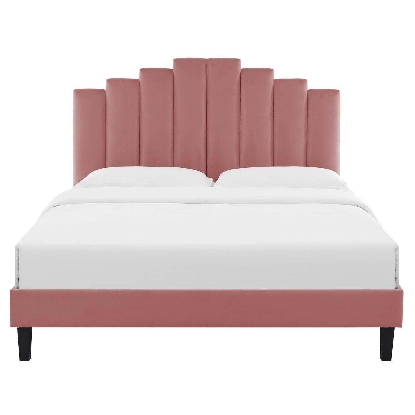 Bed | CasaFoyer Elise Performance Velvet Twin Platform Bed | Art Deco Style | Channel Tufting | Stain-Resistant | Memory Foam Compatible | Robust Construction | casafoyer.myshopify.com