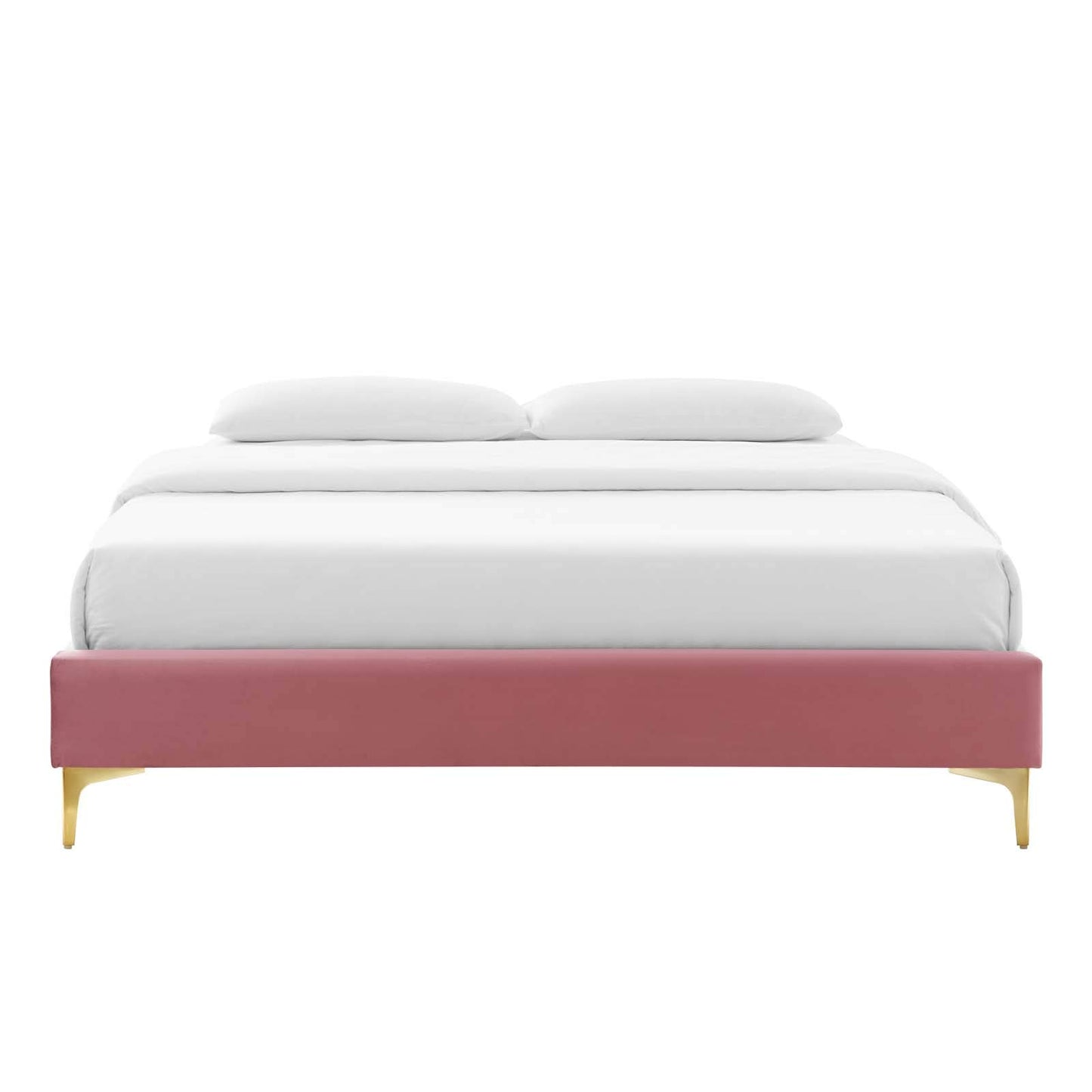 bed frames | CasaFoyer Sutton Performance Velvet King Bed Frame | Stain-Resistant | Durable | Elegant | Supports Various Mattress Types | Gold Metal Legs | Easy Assembly | Dusty Rose | casafoyer.myshopify.com