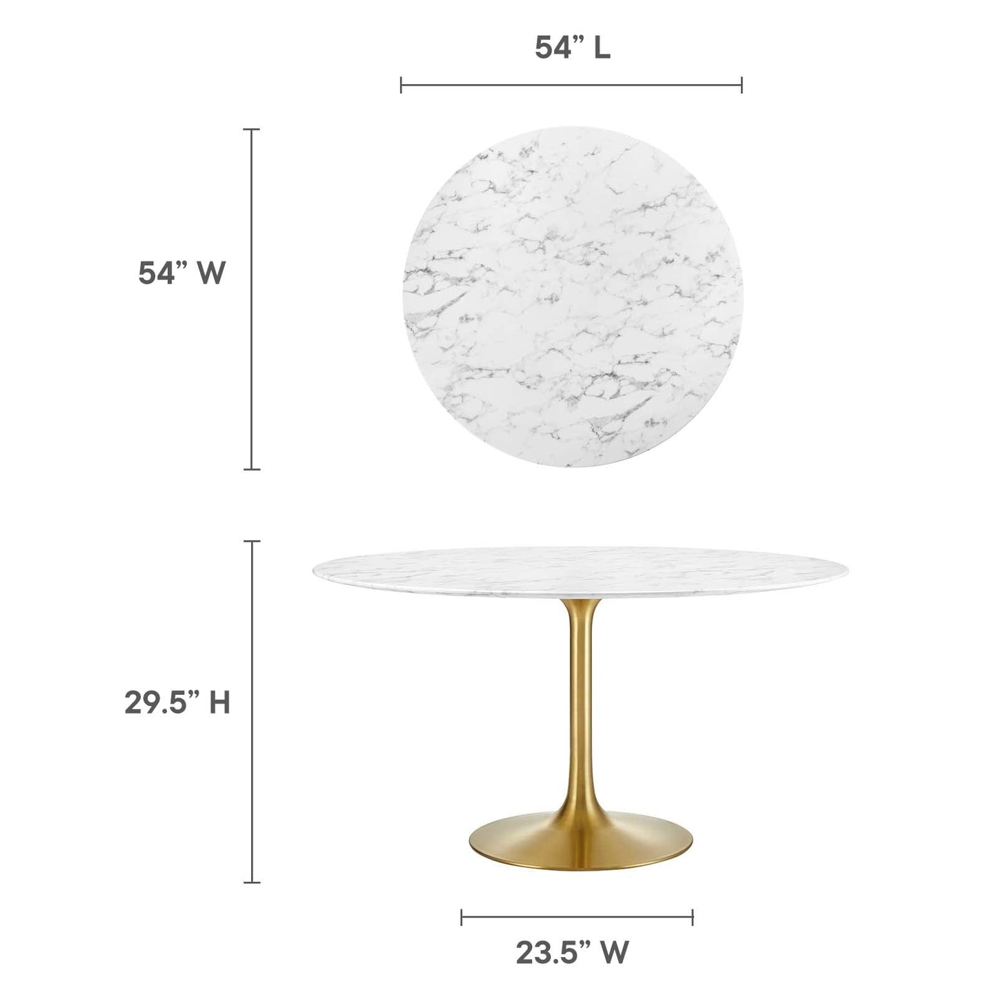 patio dining tables | CasaFoyer Lippa 54 Round Dining Table | Timeless Modernism | Artificial Marble Top | Scratch Resistant Finish | Gold White | casafoyer.myshopify.com