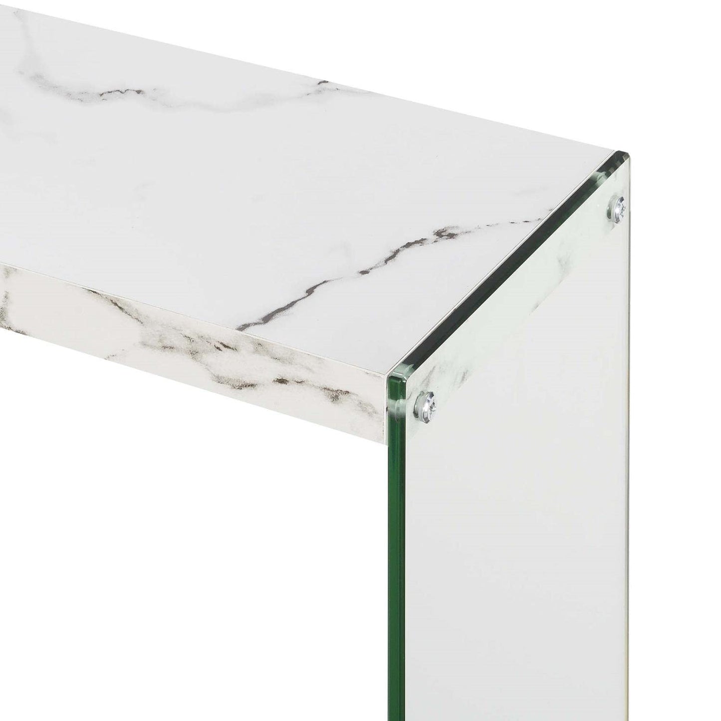 TABLE | Ergode SoHo V Console Table with Shelf | Contemporary Design | Glass Frame | Floating Shelves | Durable Honeycomb Particle Board | Easy Maintenance | casafoyer.myshopify.com