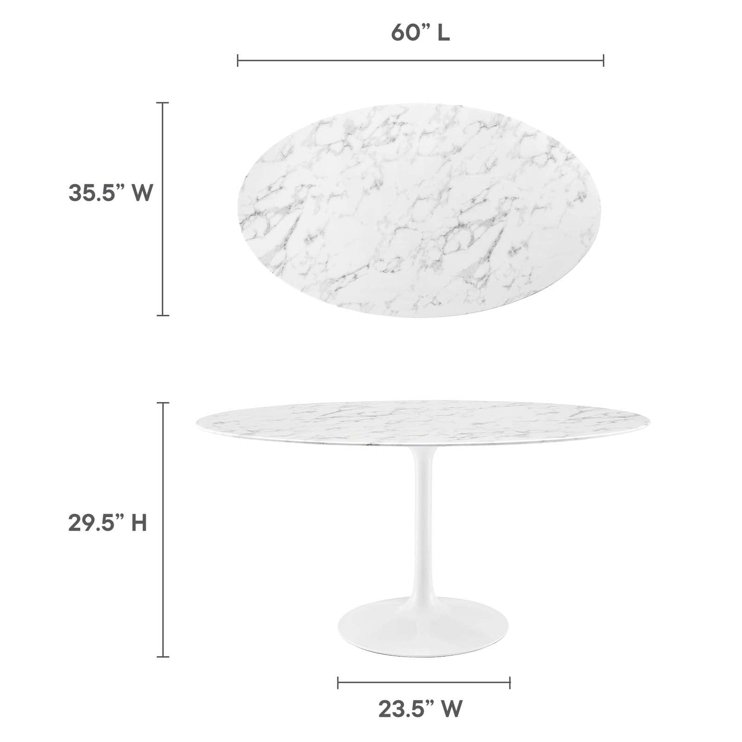Dining Table | Lippa 60 Oval Marble Dining Table | Timeless Modern Design | Scratch Resistant Finish | Elegant & Contemporary | White | casafoyer.myshopify.com