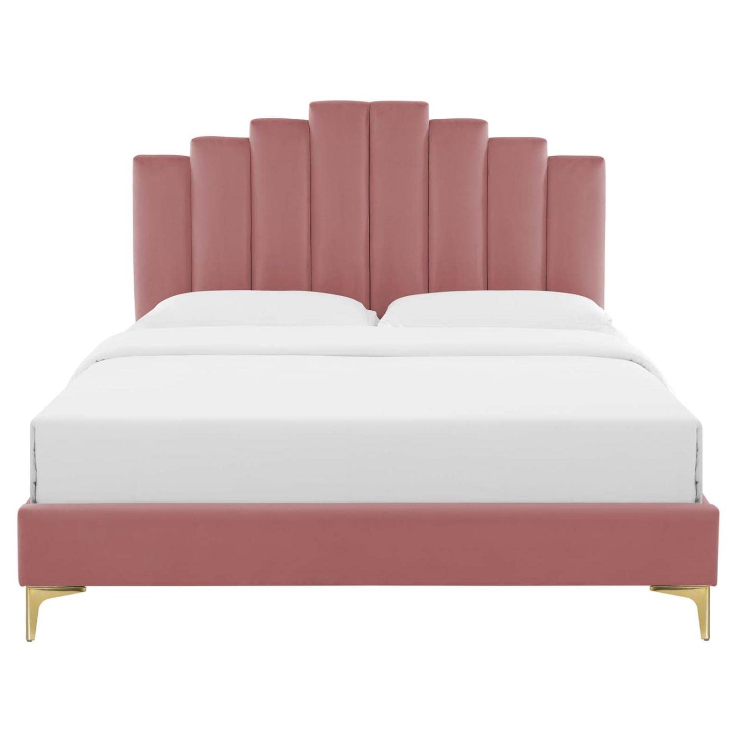 adjustable bed bases | CasaFoyer Elise Performance Velvet King Platform Bed | Glamorous Deco Style | Channel Tufting | Gold Metal Legs | Stain-Resistant & Durable | 800 lb Weight Capacity | Includes Headboard & Bed Frame | casafoyer.myshopify.com