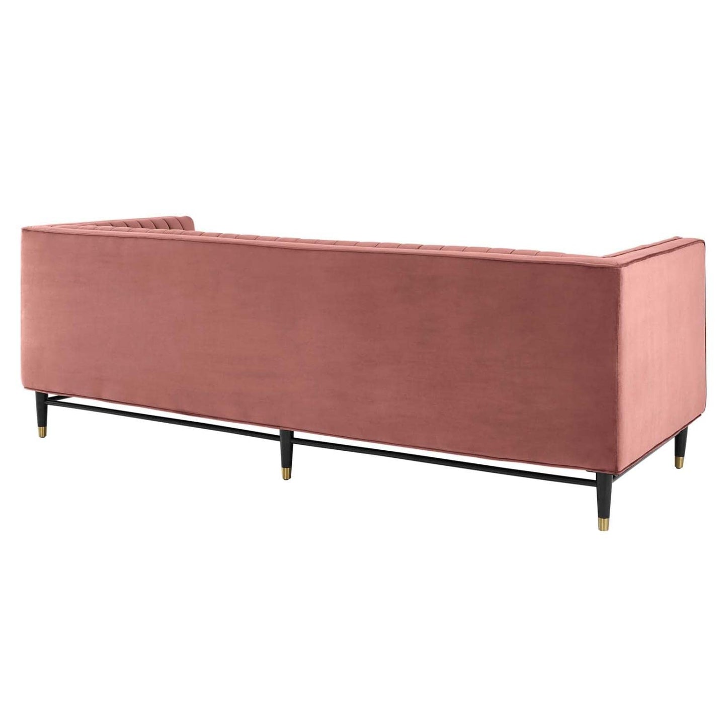 sofas | CasaFoyer Devote Channel Tufted Performance Velvet Sofa | Retro Design | Stain-Resistant | Dense Foam | Durable | Black Rubberwood Legs | Gold Stainless Steel Sleeves | Non-Marking Foot Caps | casafoyer.myshopify.com