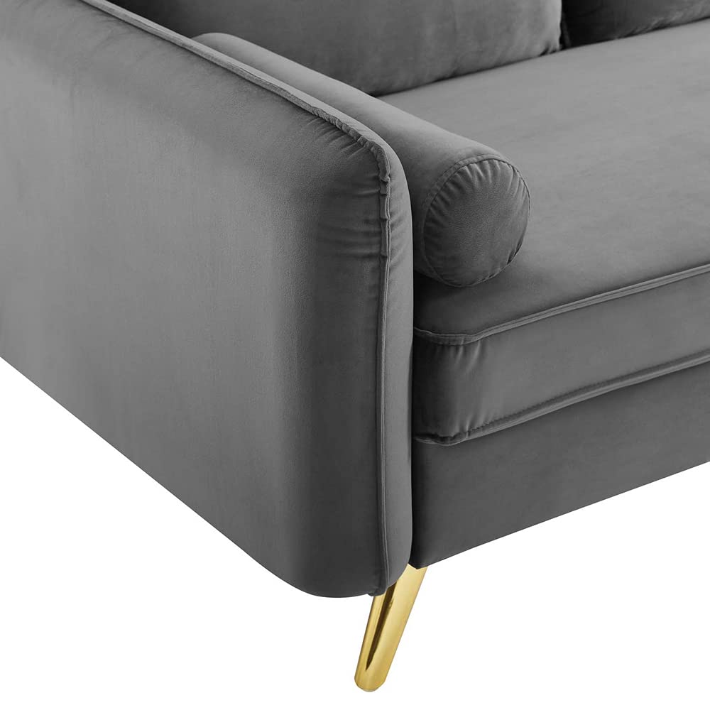 sofas | CasaFoyer Revive Upholstered Performance Velvet Loveseat | Comfortable & Elegant Design | Stain-Resistant | Gold Legs | Gray | casafoyer.myshopify.com