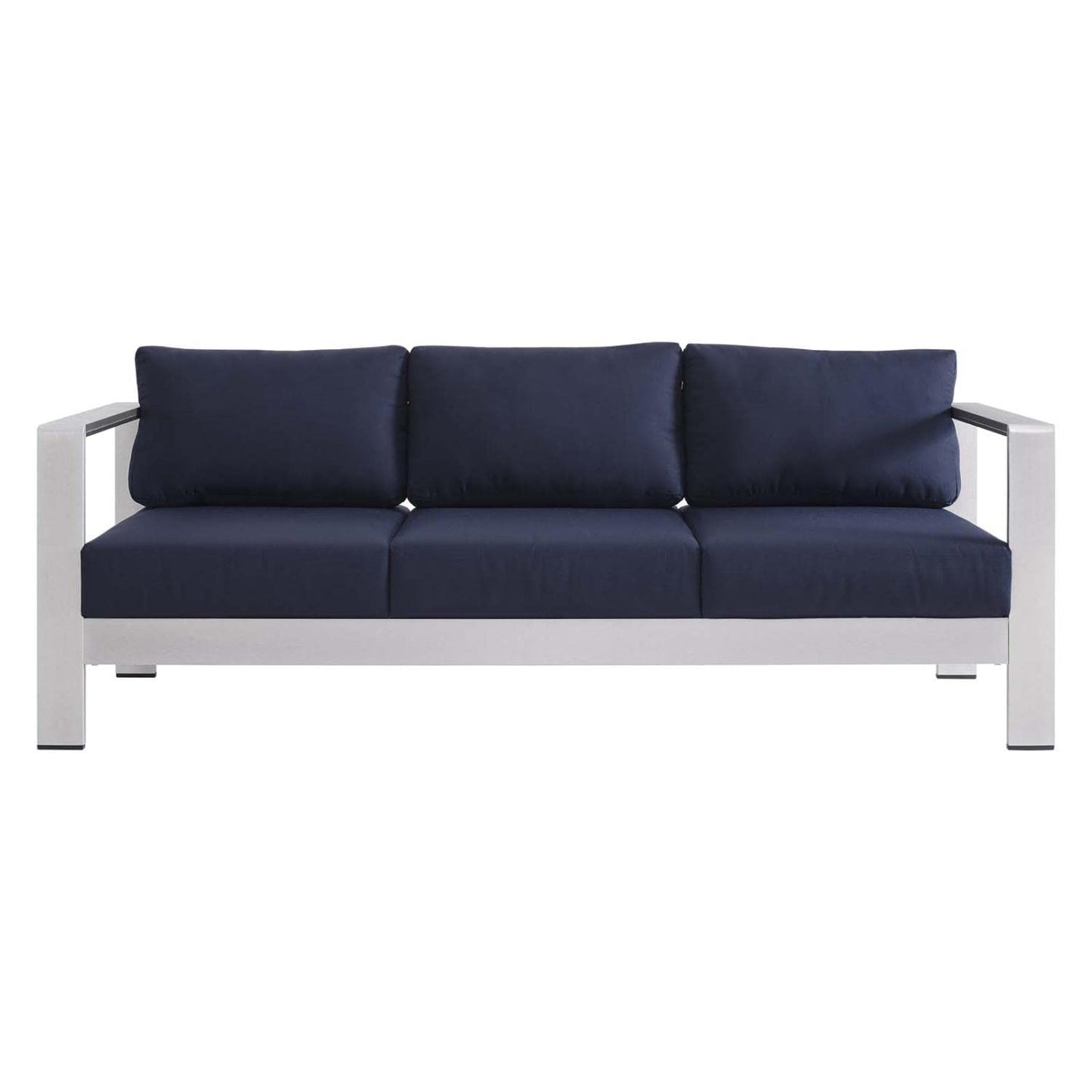 sofas | CasaFoyer Shore Outdoor Aluminum Sofa | Weather-Resistant Sunbrella Fabric | Sturdy Anodized Frame | Perfect for Outdoor Relaxation | Silver Navy | casafoyer.myshopify.com