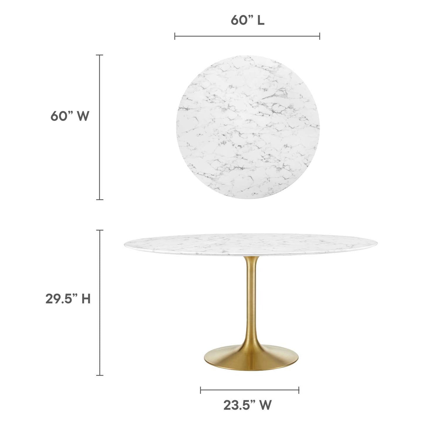 patio dining tables | CasaFoyer Lippa 60 Round Dining Table | Iconic Modern Design | Artificial Marble Top | Scratch Resistant Finish | Gold White | casafoyer.myshopify.com
