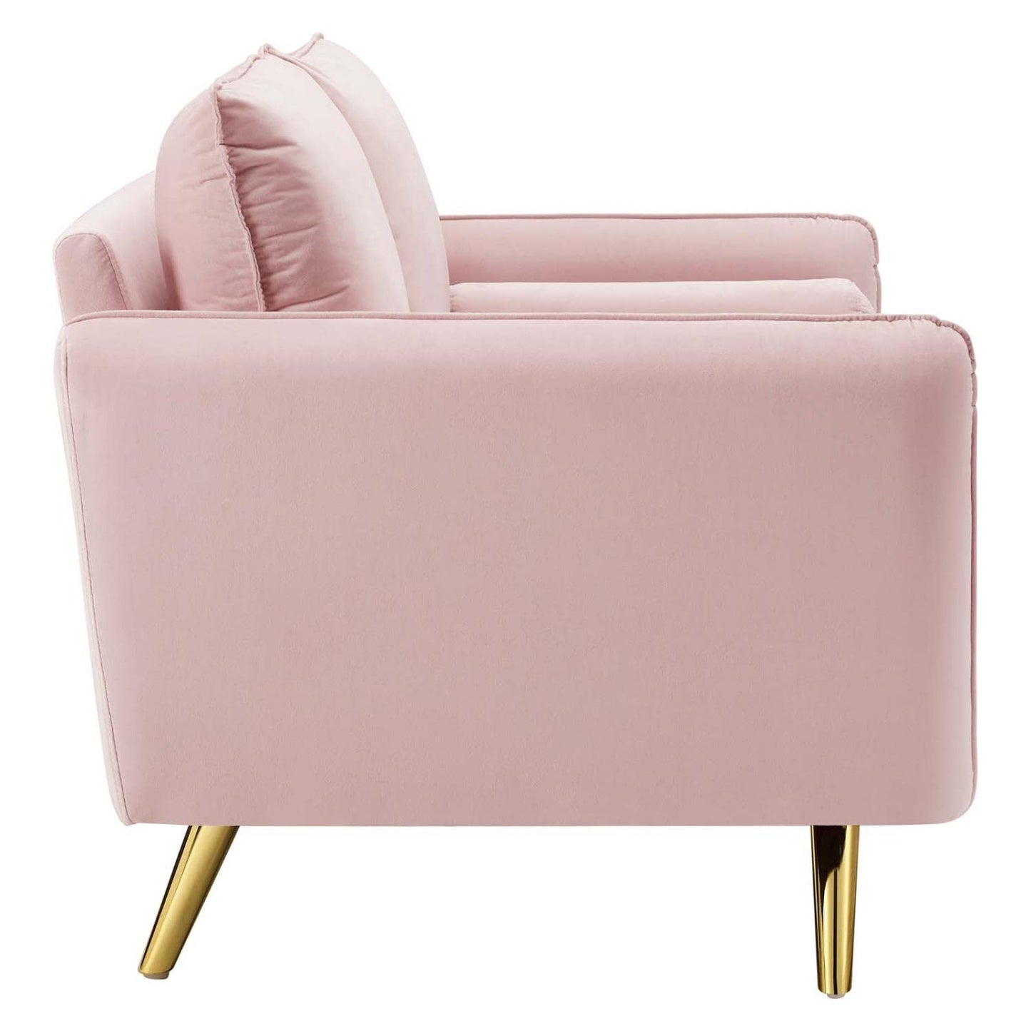 sofas | CasaFoyer Revive Upholstered Performance Velvet Loveseat | Comfortable & Elegant Design | Stain-Resistant | Gold Legs | Pink | casafoyer.myshopify.com