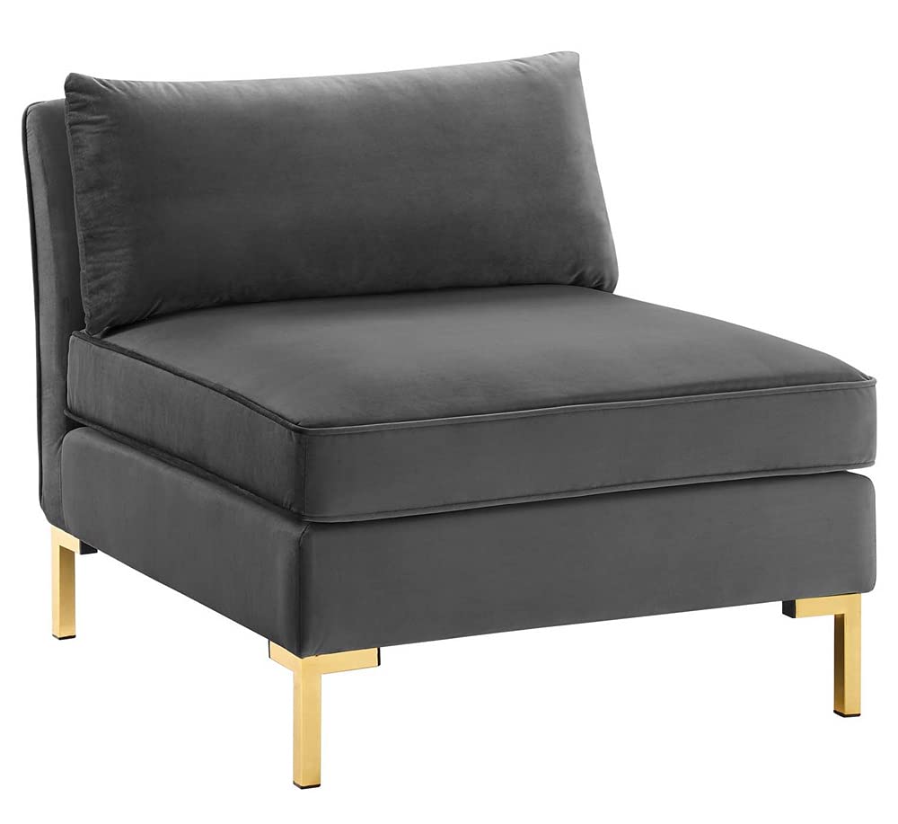 sofas | CasaFoyer Ardent Performance Velvet Sofa | Vintage Modern & Glam Deco Style | Versatile Sectional Design | Stain-Resistant | Dense Foam Padding | Gold Metal Legs | 3-Seater | Gray | casafoyer.myshopify.com