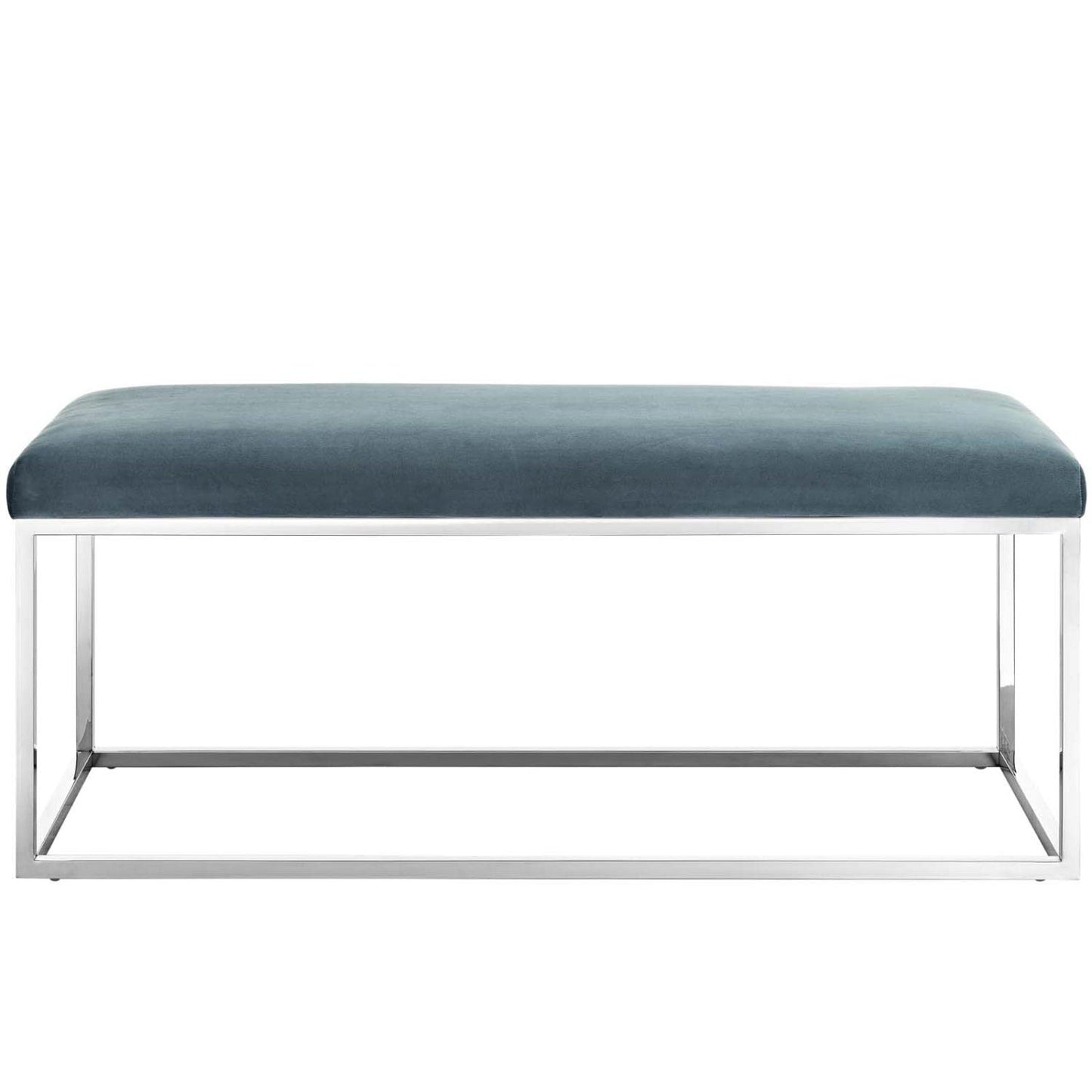 ottomans | CasaFoyer Anticipate Performance Velvet Bench | Modern Design | Luxurious Upholstery | Gold Stainless Steel Base | Non-Marking Footpads | Comfortable Seat Cushion | No Assembly Required | Gray | casafoyer.myshopify.com