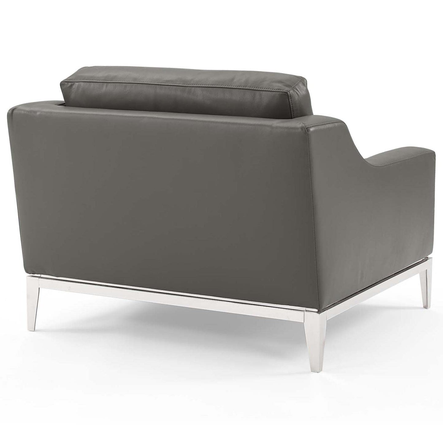 home office desk chairs | CasaFoyer Harness Leather Armchair Set of 2 | Soft Upholstery | Foam Cushion | Stainless Steel Frame | Modern & Timeless Design | Gray | casafoyer.myshopify.com