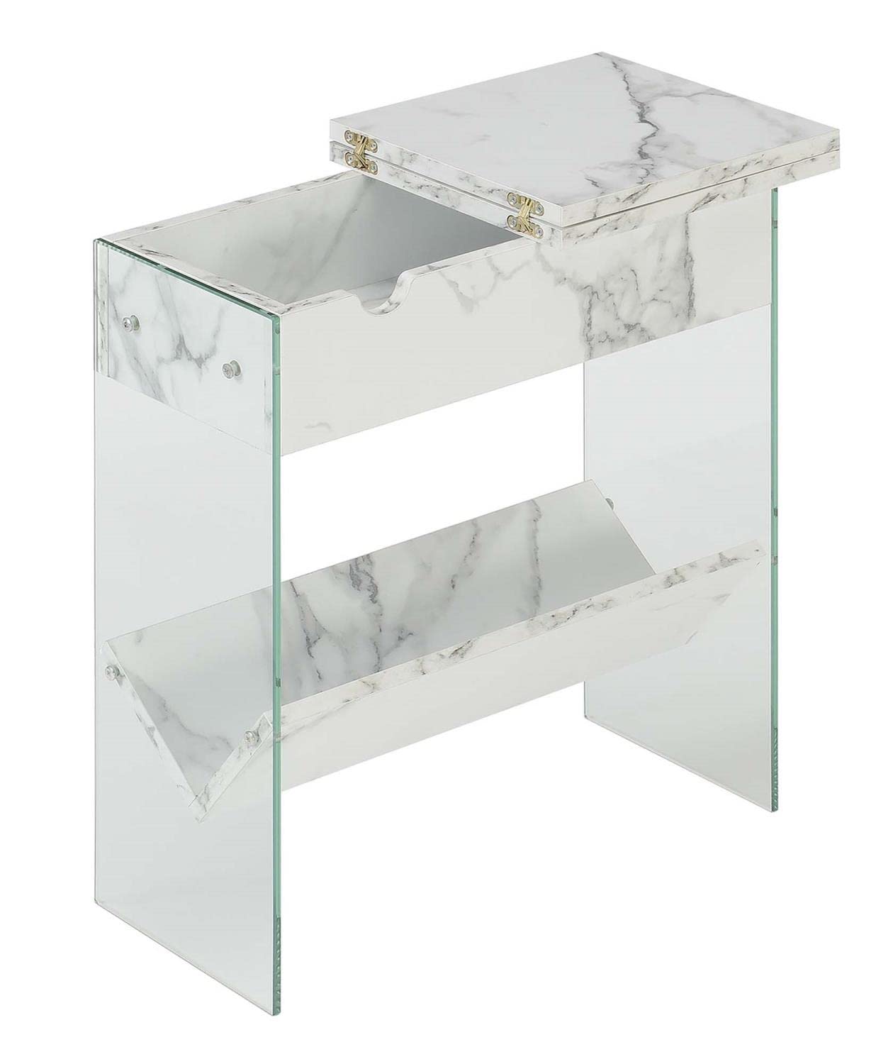 TABLE | Ergode SoHo Flip Top End Table | Charging Station, Storage & USB Ports | Modern Design, Cable Management | Durable Particle Board | SoHo Collection | casafoyer.myshopify.com