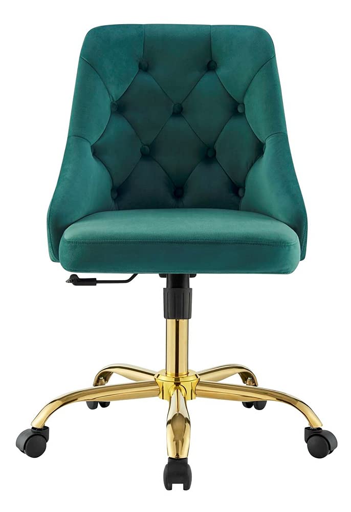 home office desk chairs | CasaFoyer Distinct Tufted Performance Velvet Office Chair - Gold Teal | Glam Deco Style | Vintage Modern Charm | Stain-Resistant | Comfortable Seating | 360 Swivel | Tilt Control | Pneumatic Height Adjustment | 220 lbs | casafoyer.myshopify.com