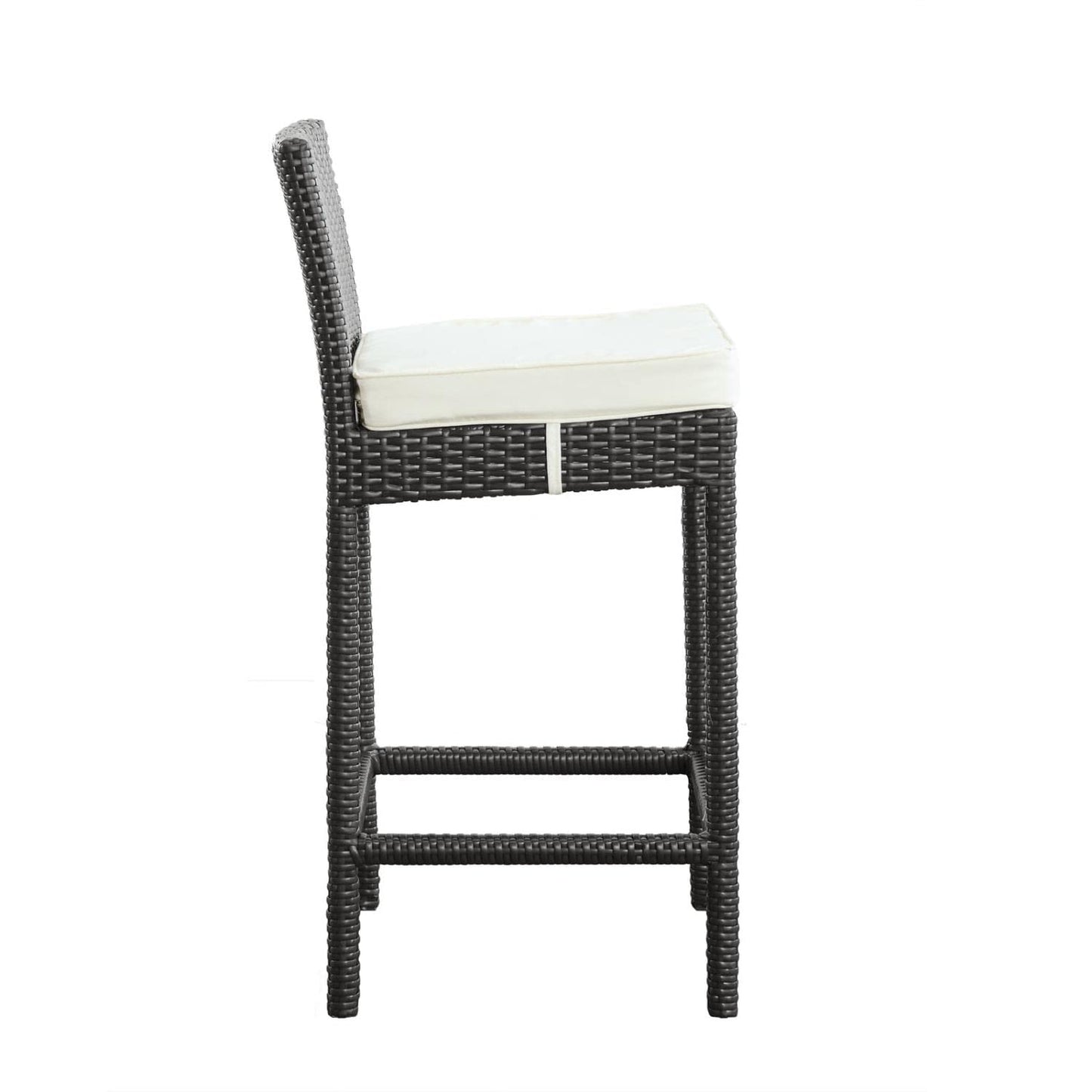 STOOL_SEATING | Convene Outdoor Bar Stool | Adjustable Sensitivity | Synthetic Rattan Weave | All-Weather Cushions | Patio, Backyard, Poolside | Espresso White | casafoyer.myshopify.com