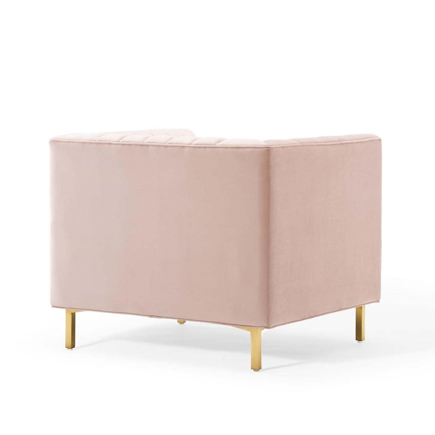 home office desk chairs | CasaFoyer Shift Channel Tufted Performance Velvet Living Room Accent Armchair | Elegant | Stain-Resistant | Gold Legs | Pink | casafoyer.myshopify.com