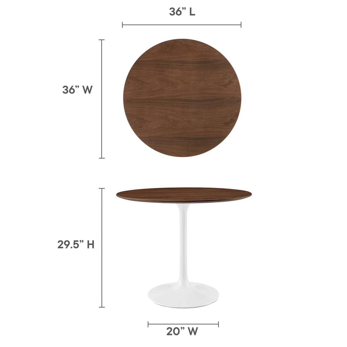 Dining Table | Lippa 36 Round Walnut Dining Table | Iconic Modern Design | Seamless Organic Shape | Timeless Style | Chip-Resistant Finish | casafoyer.myshopify.com