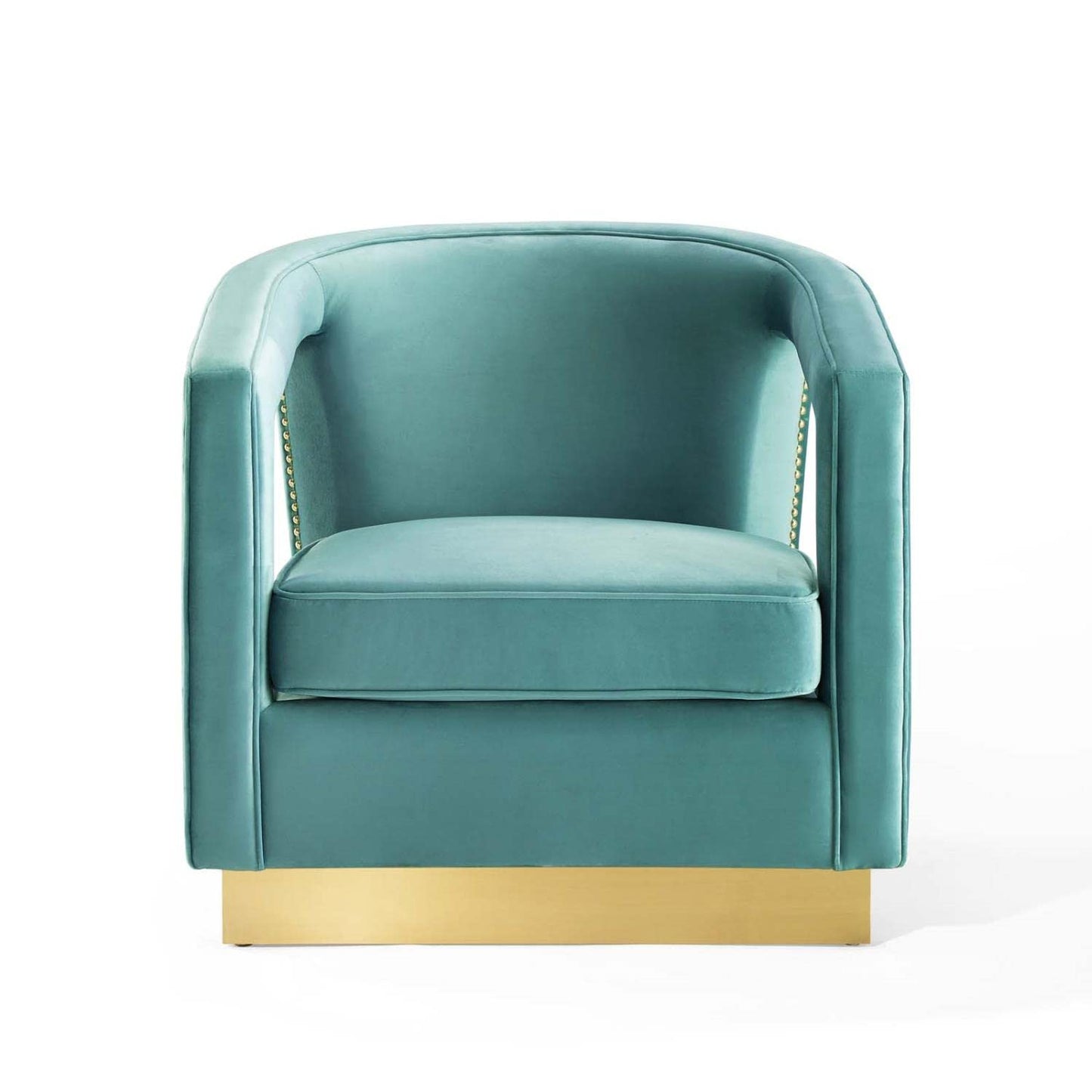 home office desk chairs | CasaFoyer Frolick Performance Velvet Accent Lounge Armchair | Stain-Resistant Upholstery | Gold Nailhead Trim | Matte Gold Stainless Steel Base | Perfect for Living Room, Lounge, Office, Bedroom | Weight Capacity 300 lbs. | casafoyer.myshopify.com