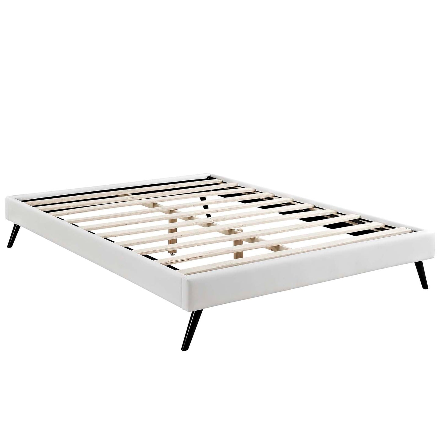 Bed | CasaFoyer Loryn Platform Bed | Solid Wood Frame | Vinyl Upholstery | Slat Support System | No Box Spring Needed | Memory Foam Compatible | Stylish Headboard Options | Ideal for Modern Bedrooms | casafoyer.myshopify.com