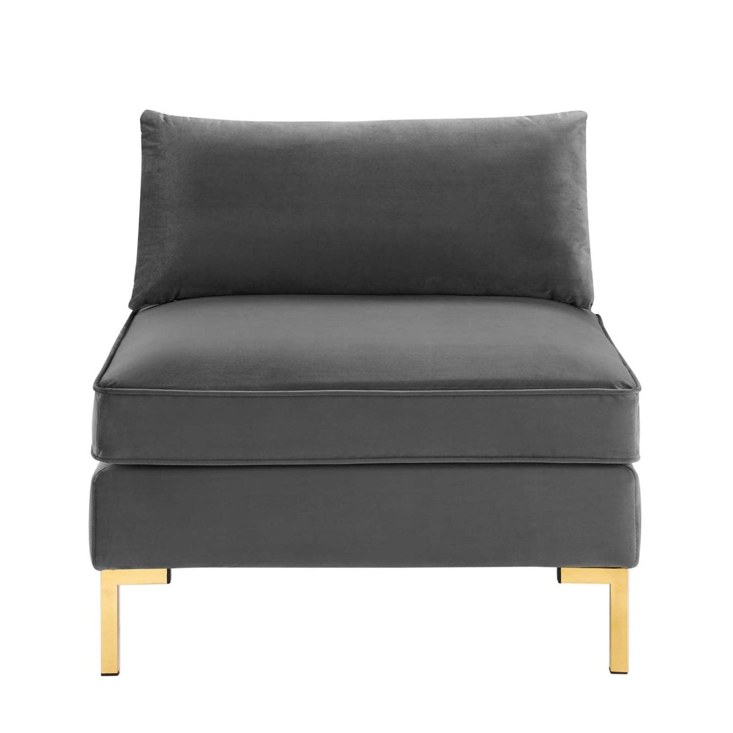 home office desk chairs | CasaFoyer Ardent Performance Velvet Armless Chair | Vintage Modern Glam Deco Style | French Piping | Stain-Resistant | Customizable Sectional Sofa | Gold Metal Legs | 440 lbs Weight Capacity | Gray | casafoyer.myshopify.com