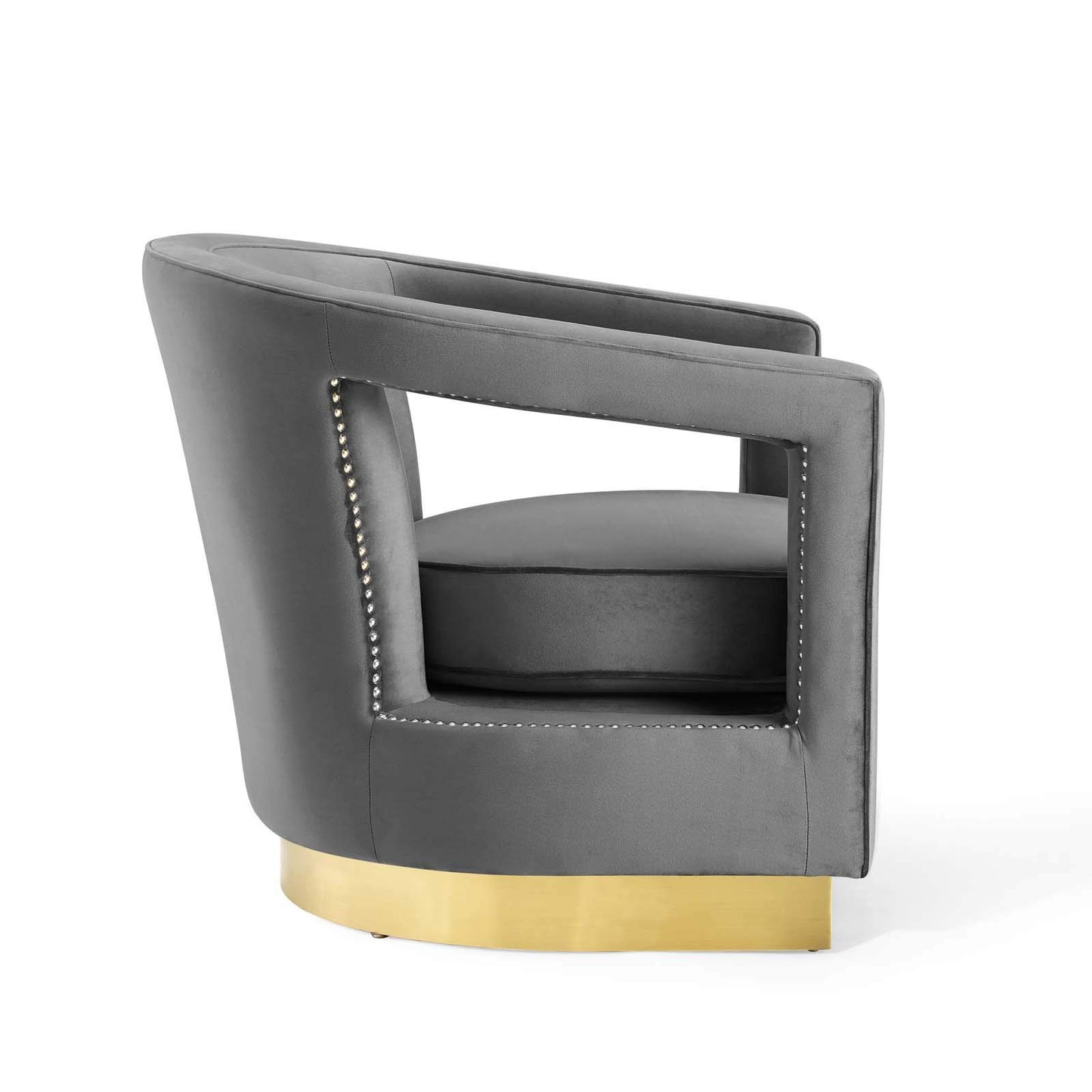 home office desk chairs | CasaFoyer Frolick Performance Velvet Accent Lounge Armchair | Stain-Resistant Upholstery | Gold Nailhead Trim | Matte Gold Base | Supports up to 300 lbs | casafoyer.myshopify.com