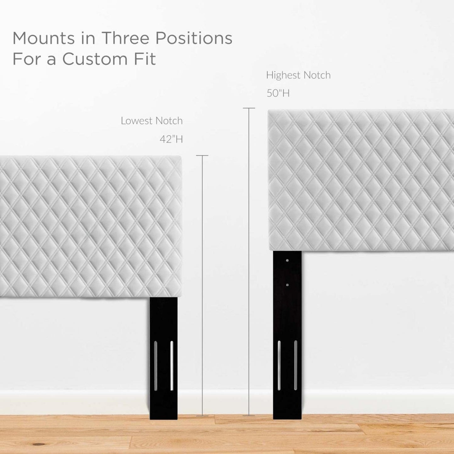 headboards | CasaFoyer Angela Tufted Diamond Lattice Performance Velvet Full/Queen Headboard | Adjustable Height | White | casafoyer.myshopify.com