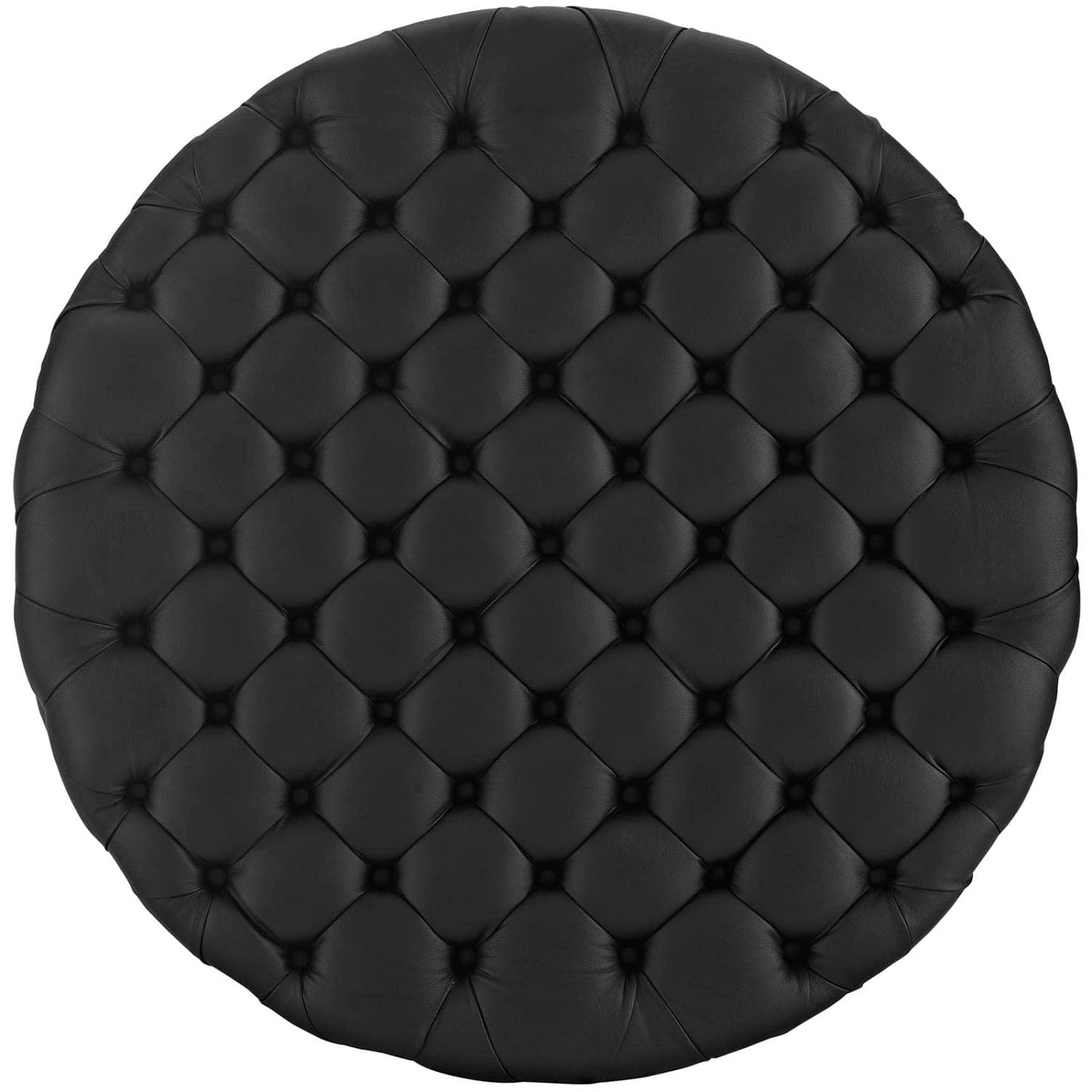 ottomans | CasaFoyer Amour Tufted Round Ottoman | Elegant Design | Plush Foam Padding | High-Quality Vinyl Upholstery | Sturdy Black Legs | Resting Feet, Showcasing Magazines | Enhance Interior Decor | Set of 1 | casafoyer.myshopify.com