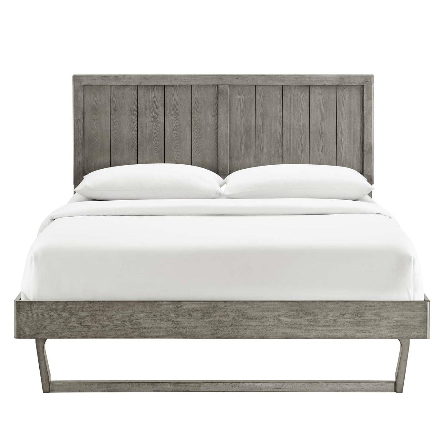 Bed | CasaFoyer Alana Wood King Platform Bed | Retro Allure, Mid-Century Design | Sturdy Construction, No Box Spring Needed | Gray | Includes Frame & Headboard | casafoyer.myshopify.com
