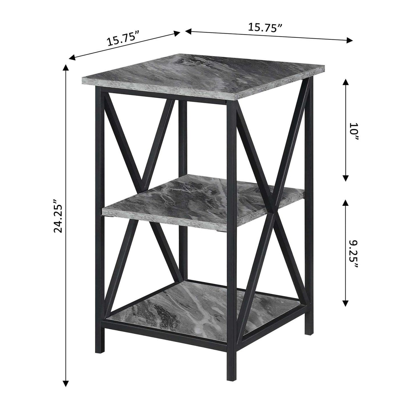 TABLE | Tucson End Table with Shelves | Sleek Metal Frame | 3 Open Shelves | Durable & Stylish | Ergode | casafoyer.myshopify.com