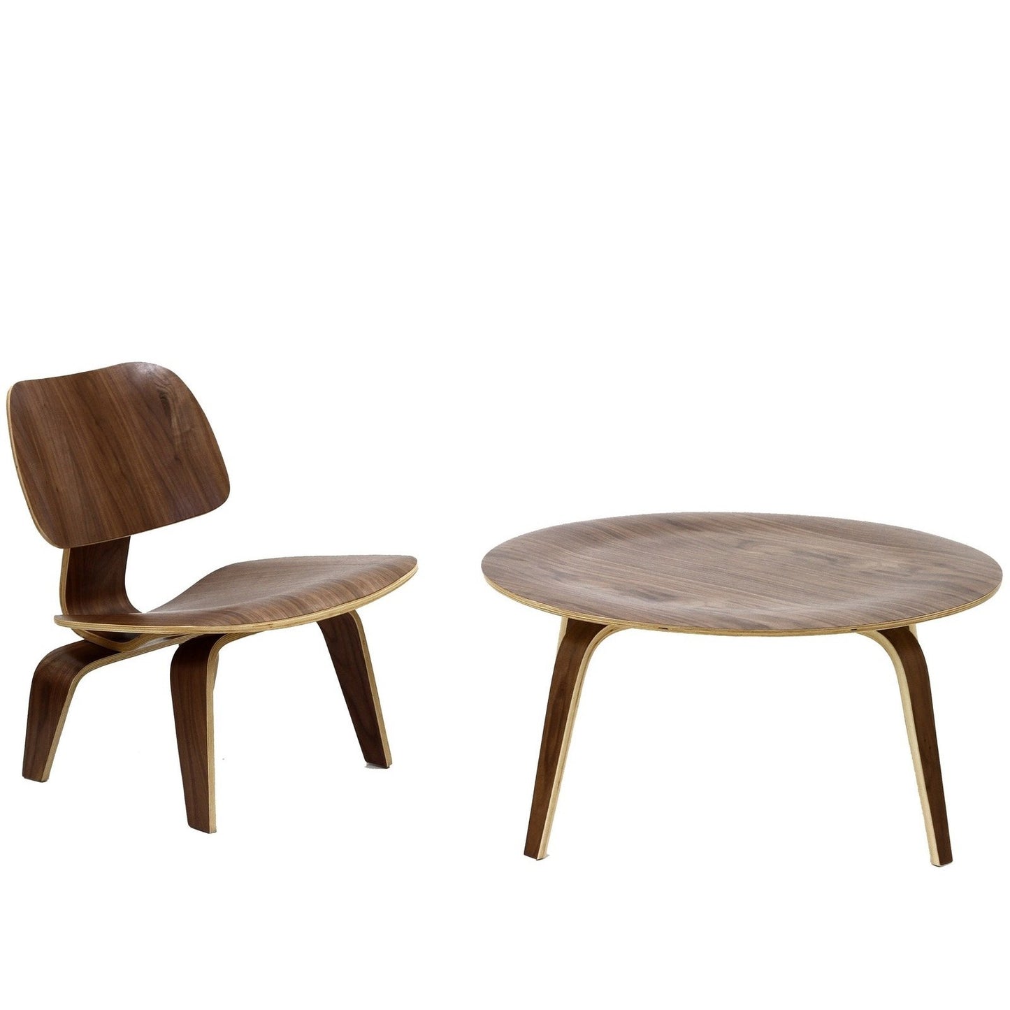 coffee tables | Ergode Classic Plywood Coffee Table & Lounge Chair Set | Walnut Veneer | Modern Design | Durable & Comfortable | Includes 1 Table & 1 Chair | casafoyer.myshopify.com