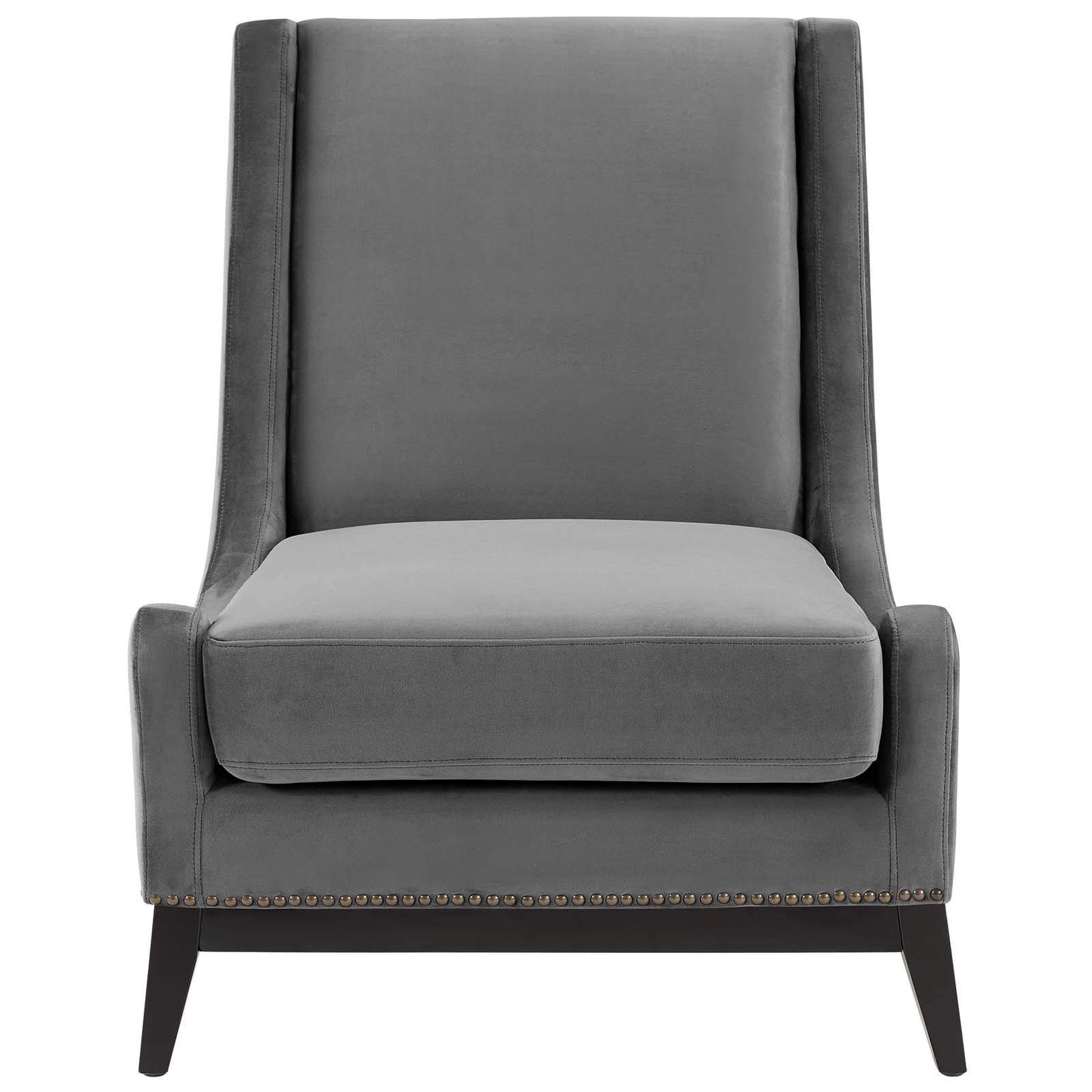home office desk chairs | CasaFoyer Confident Accent Lounge Chair | Luxurious Plush Velvet | Nailhead Trim | Sturdy Rubberwood Frame | Removable Seat Cushion | Gray | casafoyer.myshopify.com