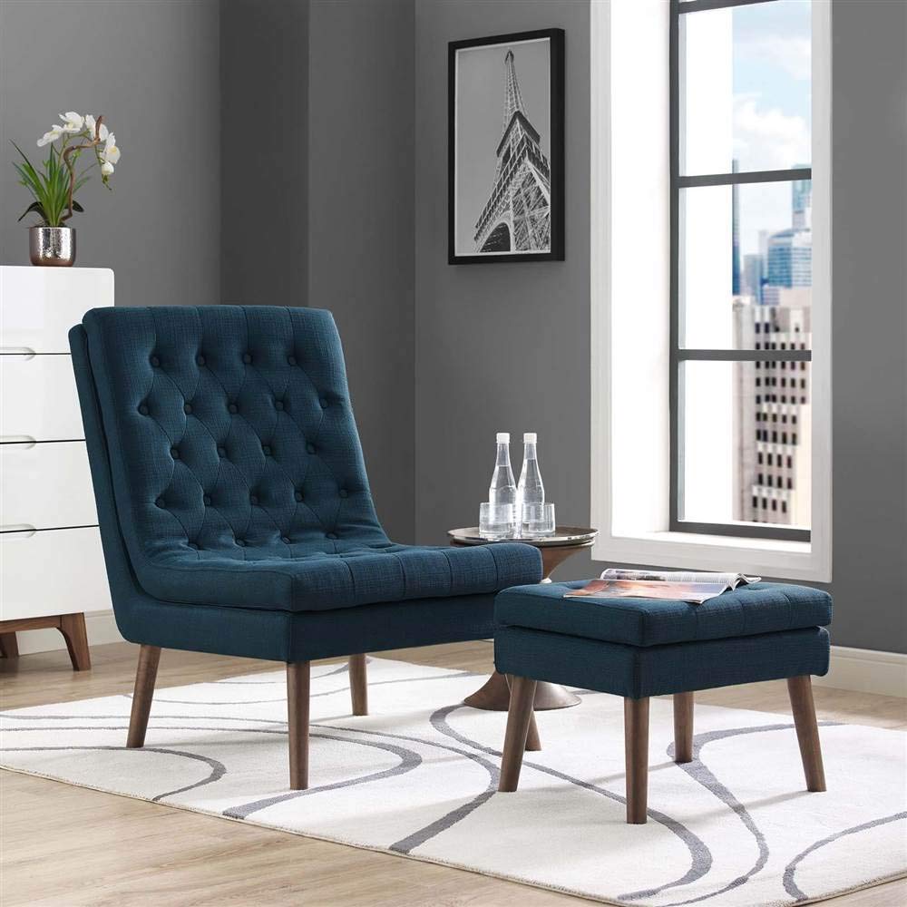 ottomans | CasaFoyer Modify Upholstered Lounge Chair and Ottoman Set | Plush Seating | High-Density Foam | Tufted Buttons | Wood Dowel Legs | 331lb Capacity | Contemporary Living Rooms | casafoyer.myshopify.com