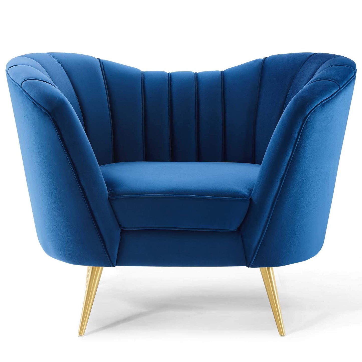 home office desk chairs | CasaFoyer Opportunity Armchair | Curved Performance Velvet | Vertical Channel Tufted | Navy | casafoyer.myshopify.com