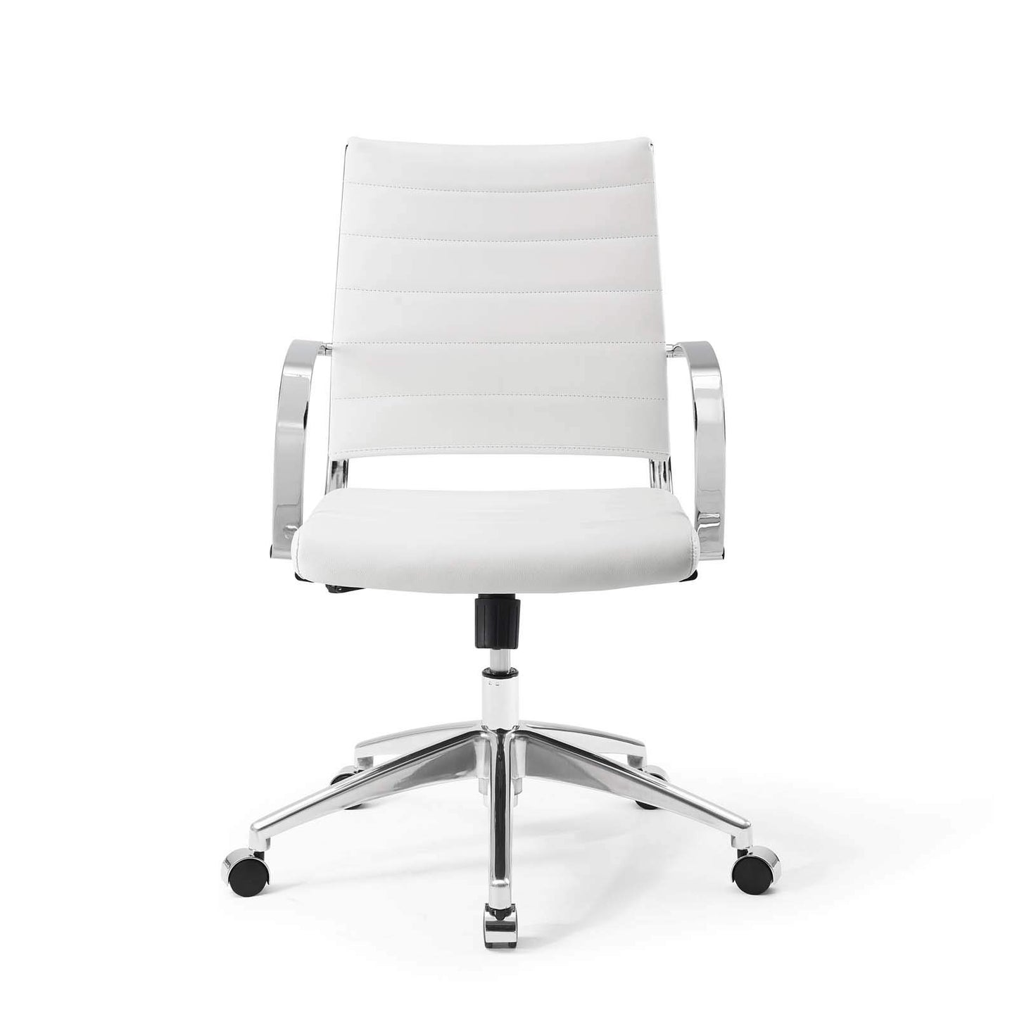 home office desk chairs | CasaFoyer Jive Mid Back Office Chair | Stylish & Comfortable | Faux Leather Back | Padded Seat Cushion | 90-Degree Wrist Angling Armrests | Chrome-Plated Aluminum Base | Dual-Wheel Casters | Perfect for Modern Offices | casafoyer.myshopify.com
