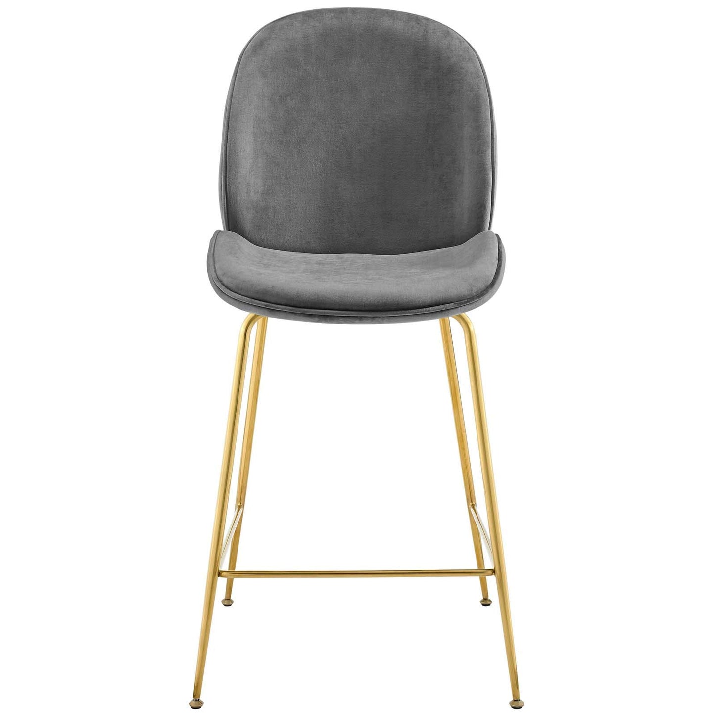 barstools | CasaFoyer Captivating Scoop Counter Stool | Vintage Glamour | Gold Stainless Steel Legs | Gray Velvet Upholstery | Dense Foam Padding | Contemporary Kitchen Stool | Footrest & Non-Marking Foot Caps | casafoyer.myshopify.com
