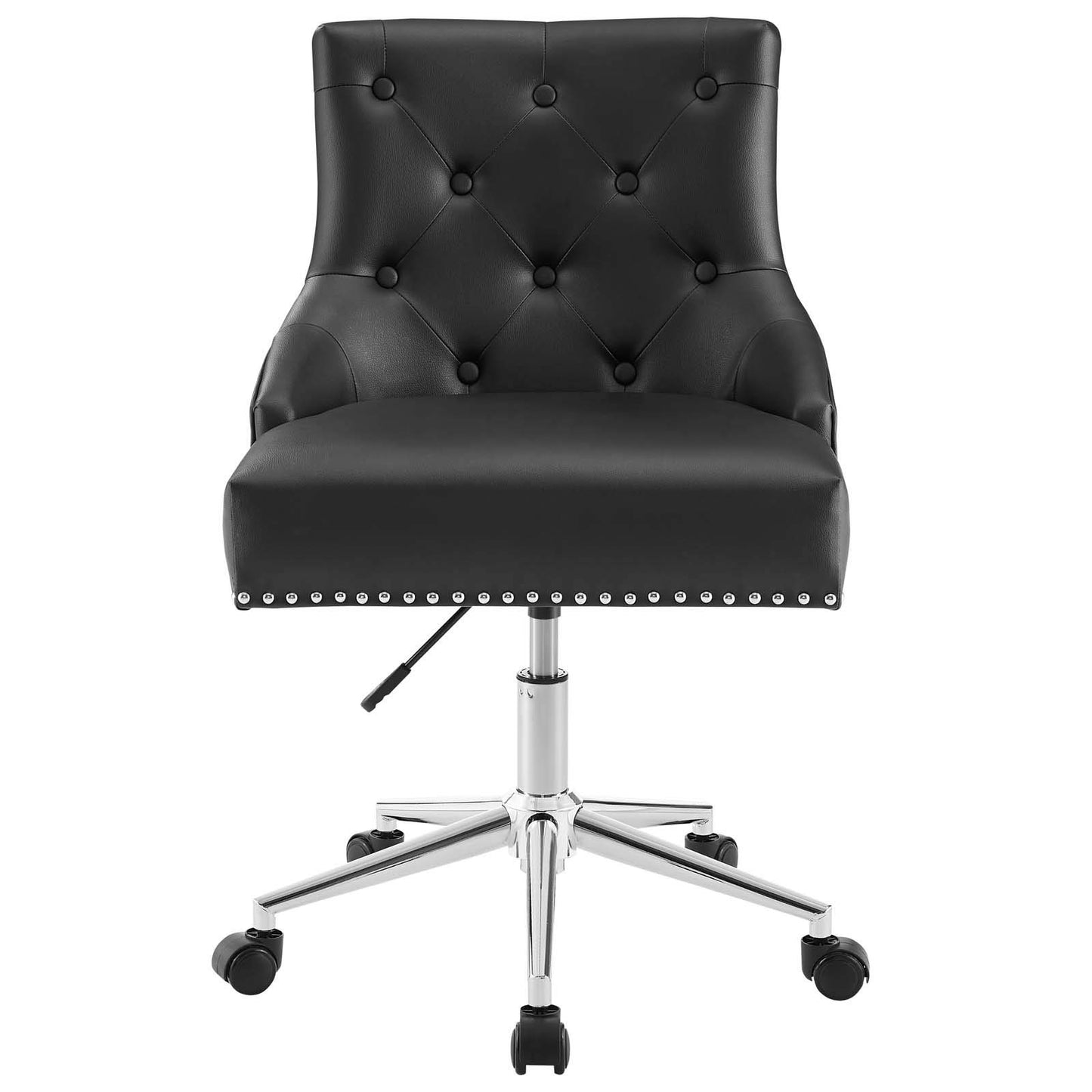home office desk chairs | CasaFoyer Regent Button Tufted Upholstered Faux Leather Swivel Office Chair | Vintage Charm & Comfort | Metal Nailhead Trim | Padded Seat & Back | Chrome Base | 360 Swivel & Height Adjustment | 287 lbs Weight Capacity | casafoyer.myshopify.com