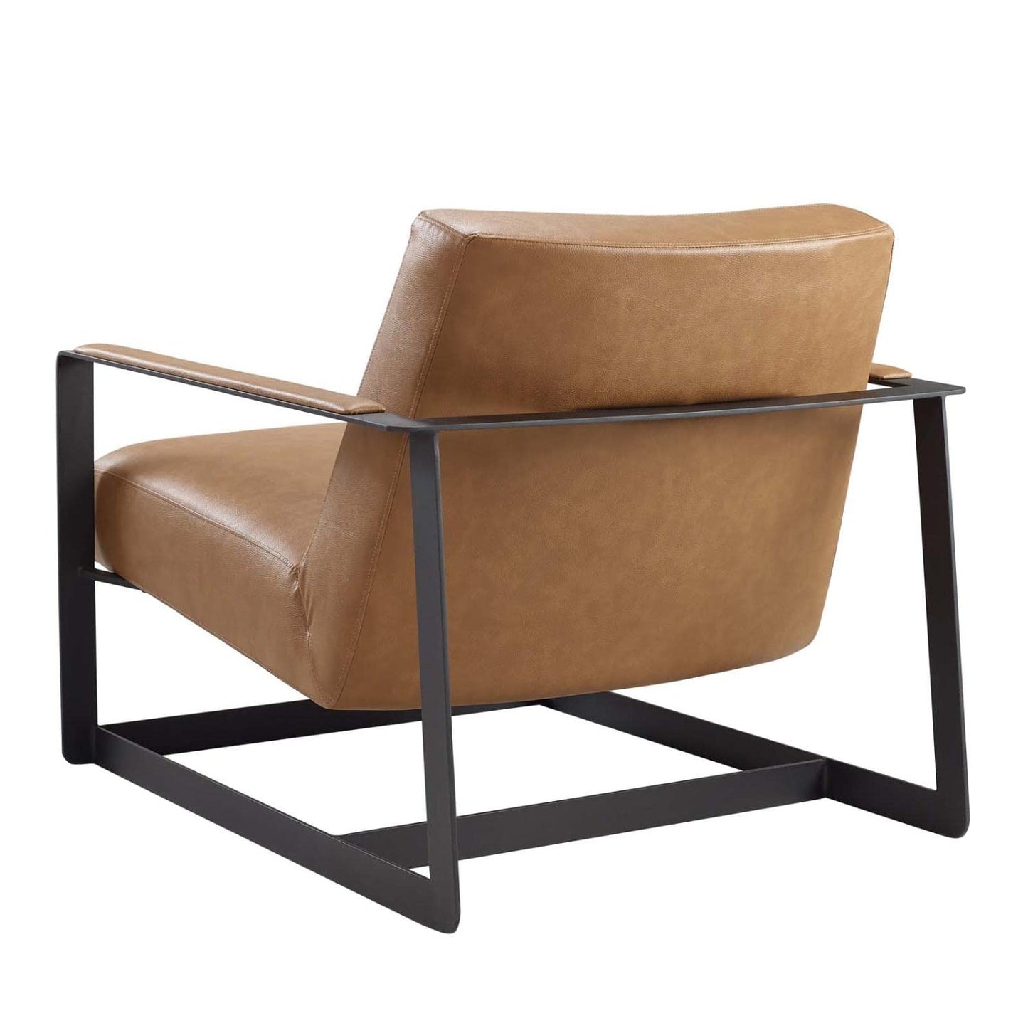 home office desk chairs | CasaFoyer Seg Vegan Leather Accent Chair | Coated Steel Frame | Plush Upholstery | Ideal for Reception Areas & Guest Seating | Durable & Stylish | Tan | casafoyer.myshopify.com