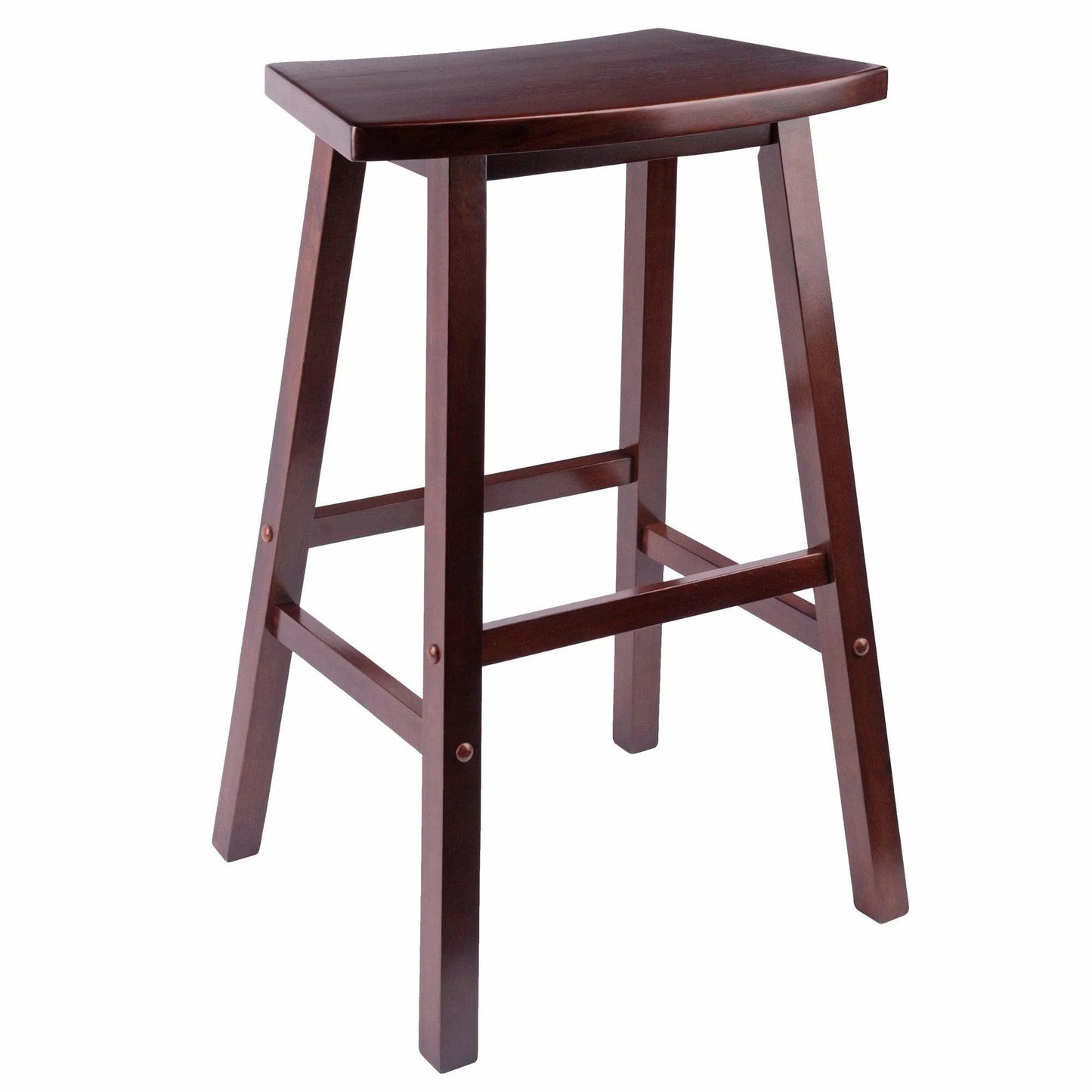 STOOL_SEATING | CasaFoyer Wood Katashi Stool | Fan-Shaped Design | Solid Wood | Walnut Finish | Crossbar for Stability | Easy Assembly | Bar & Counter Height | 19.69 W x 15.75 D x 28.62 H | 11.6 lbs | 220 lbs Weight Limit | casafoyer.myshopify.com