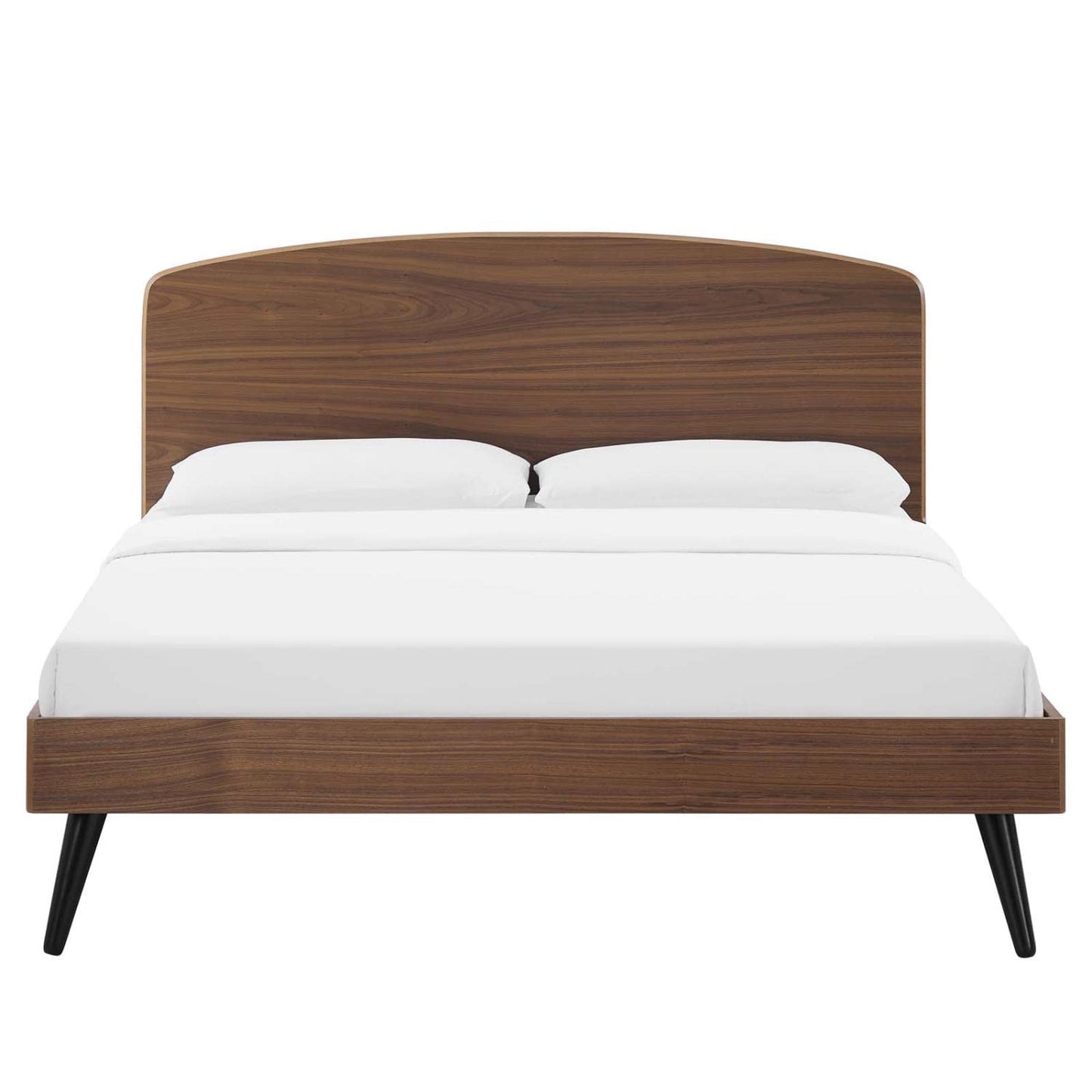 Bed | CasaFoyer Bronwen Wood Full Platform Bed | Timeless Mid-Century Design | Sturdy Construction | No Box Spring Needed | Walnut Finish | casafoyer.myshopify.com