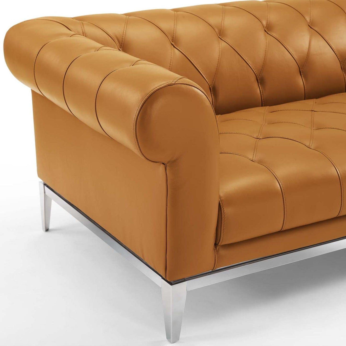 sofas | CasaFoyer Idyll Leather Chesterfield Loveseat | Spacious | Opulent | Tufted Button Accents | Supple Leather Upholstery | 70 inches | Polished Stainless Steel Frame | 600 lbs Capacity | casafoyer.myshopify.com