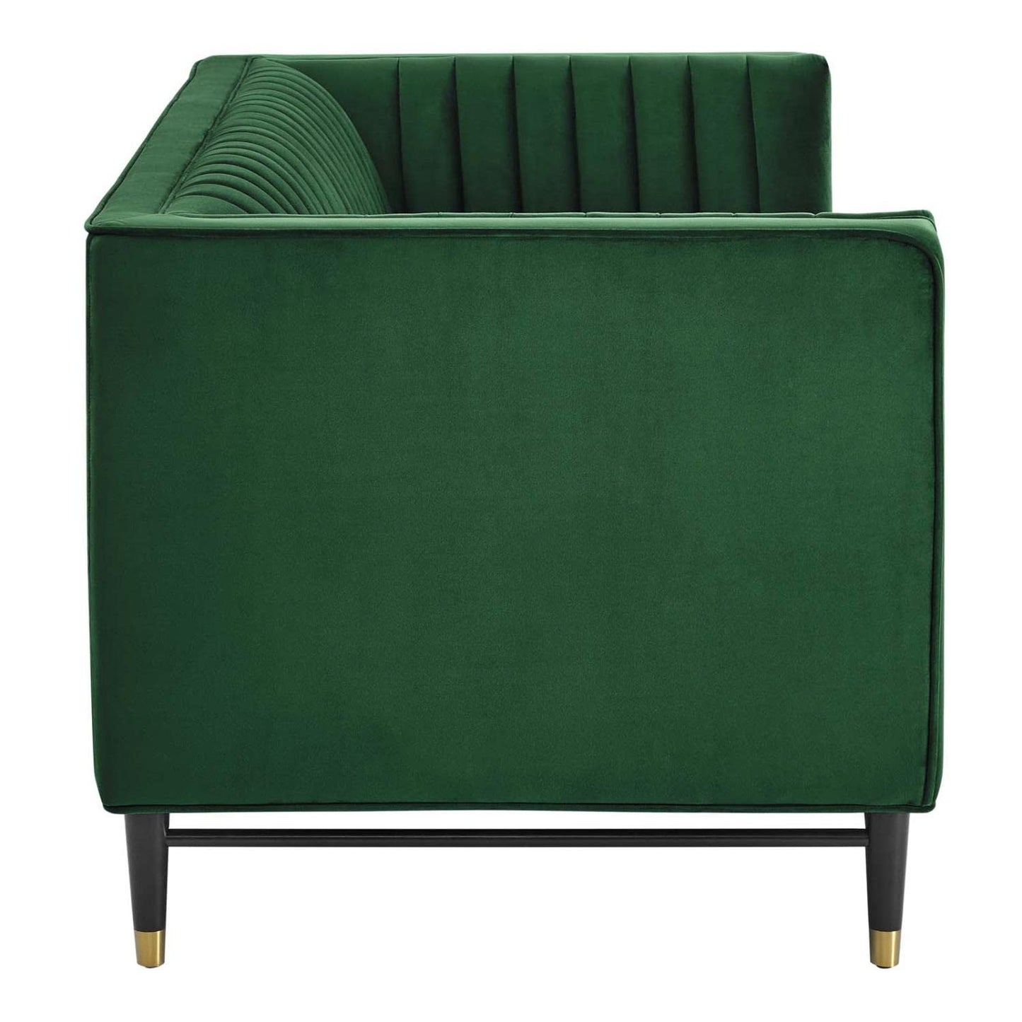 sofas | CasaFoyer Devote Channel Tufted Performance Velvet Loveseat | Retro Design | Stain-Resistant | Luxurious Seating | Durable Materials | Black Rubberwood Legs | Gold Stainless Steel Sleeves | Non-Marking Foot Caps | casafoyer.myshopify.com